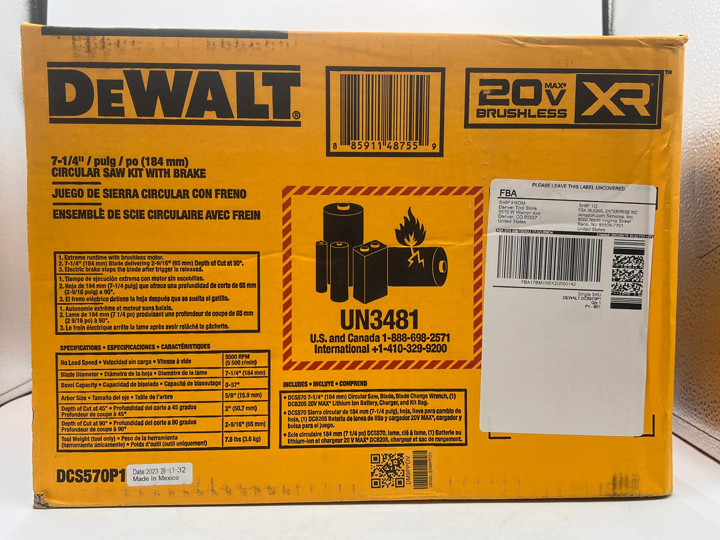 DeWALT DCS570P1 20V 7-1/4-Inch Cordless Lithium-Ion Circular Saw Kit