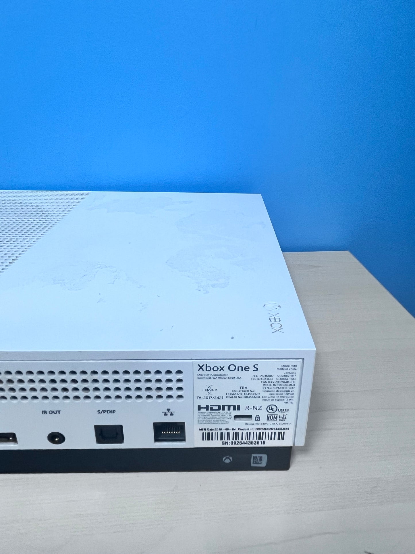 Microsoft Xbox One S 1681 Console Tested Works White System Only w/ Power Cord