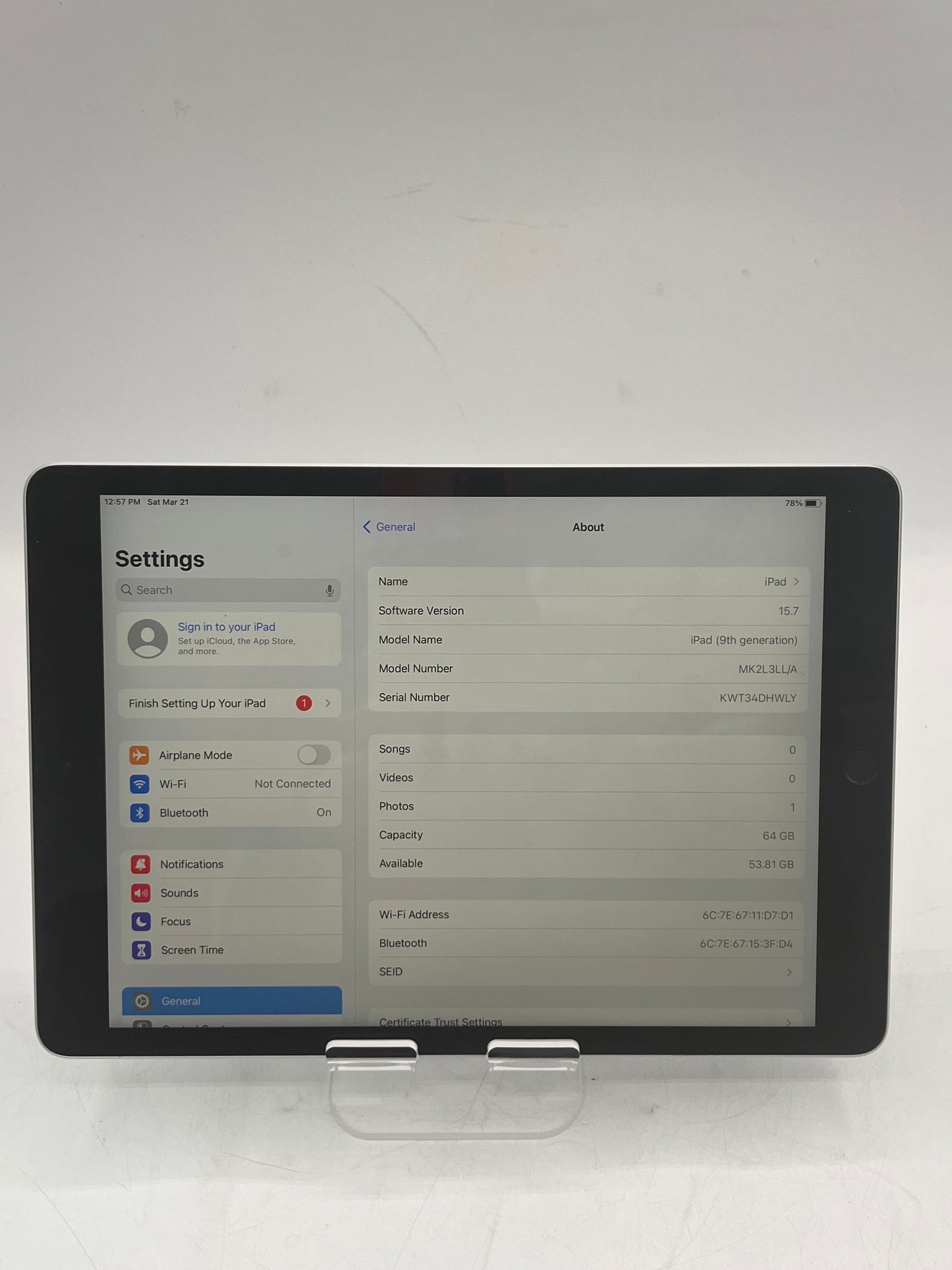 Apple iPad (9th Gen) A2602 MK2L3LL/A (2021) 64GB  - Space Gray
