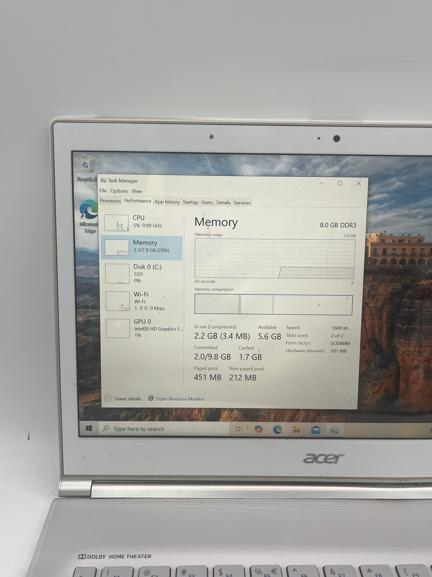 Acer Aspire S7-392-9890 MS2364 13.3" Core i7 8GB 256GB Laptop - White