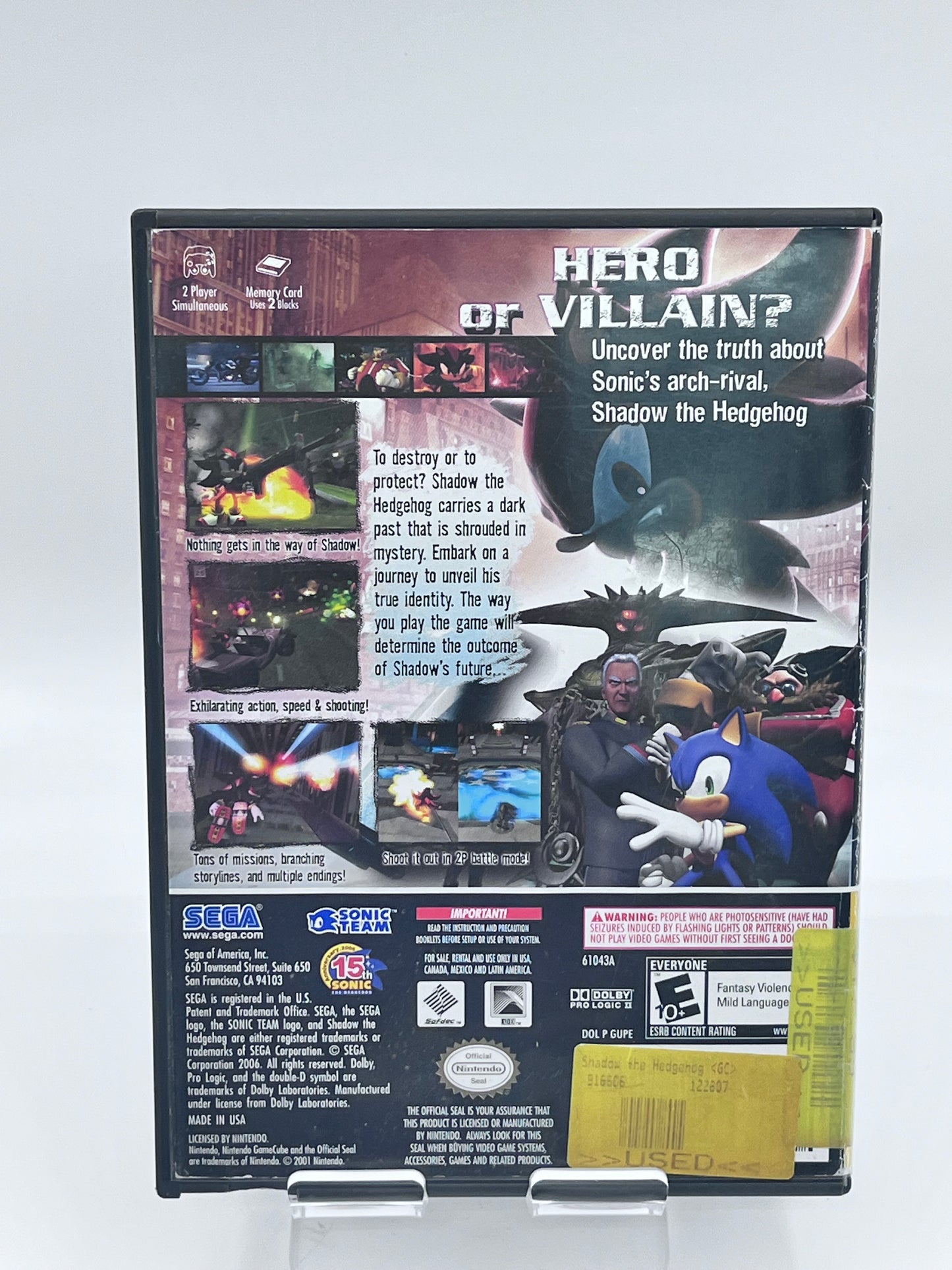 Shadow the Hedgehog Sony PlayStation 2 - PS2 Video Game - Used With Box