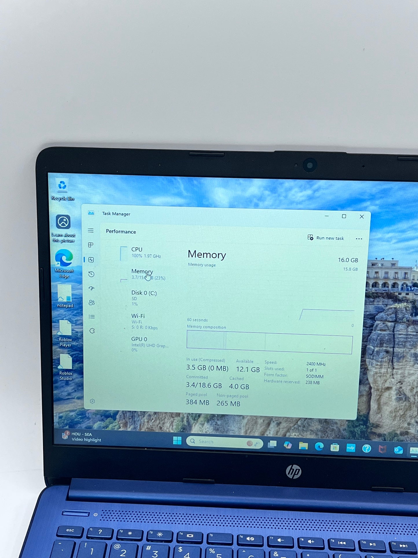 HP Stream 14-cf2111wm Intel Celeron N4120 16GB 64GB Windows 11