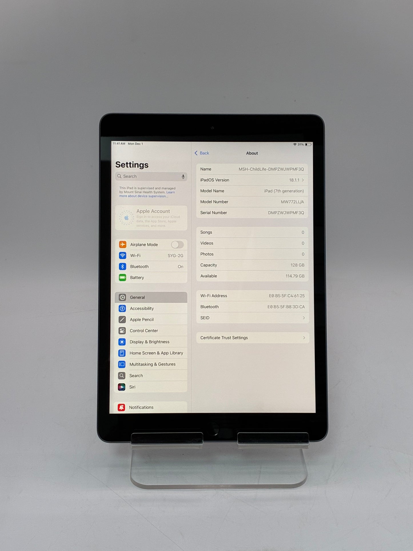 Apple iPad (7th Gen) A2197 128GB ( Remotely Managed)