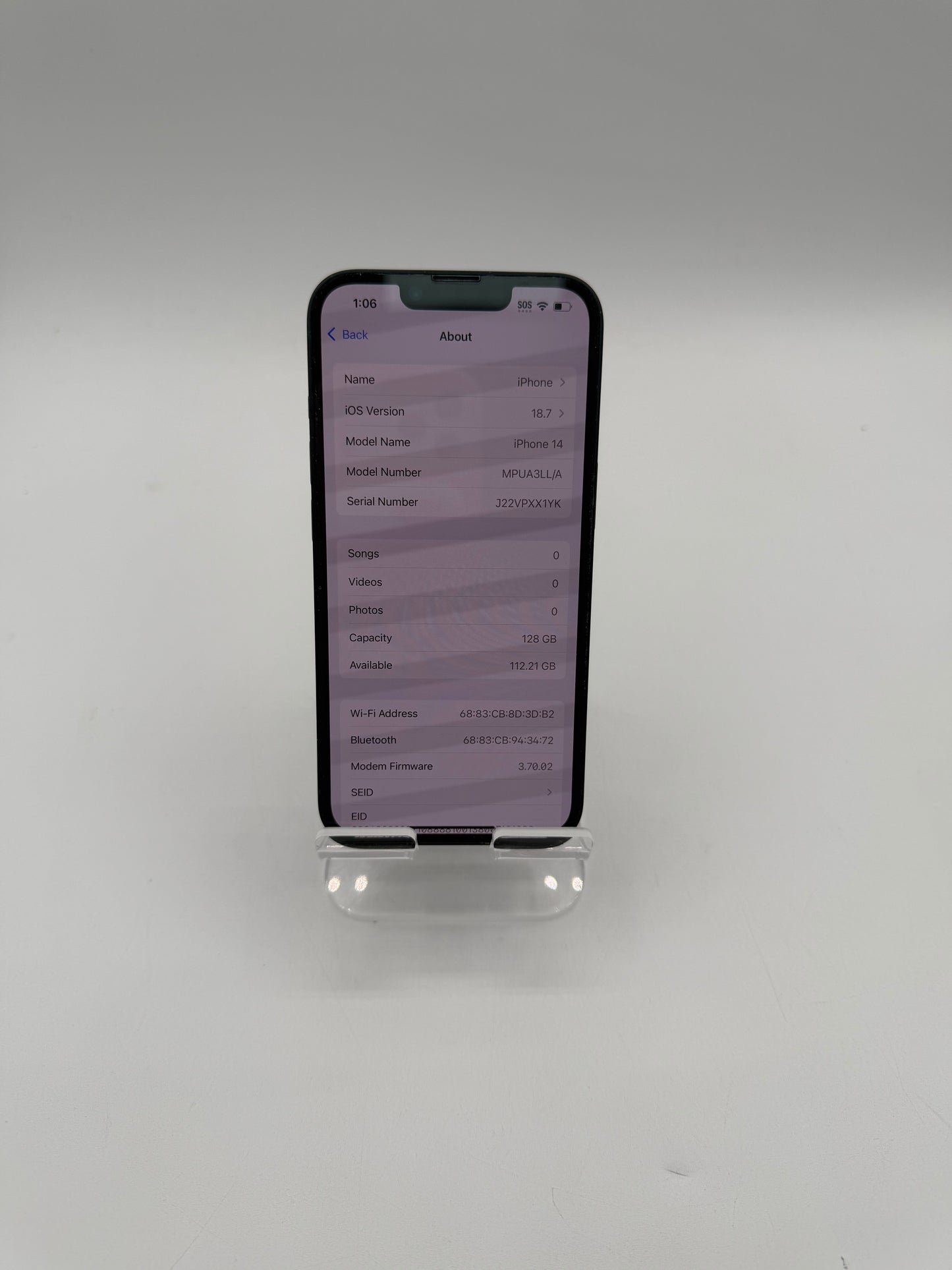 Apple iPhone 14 6.1" 128GB MPUA3LL/A A2649 88% BH