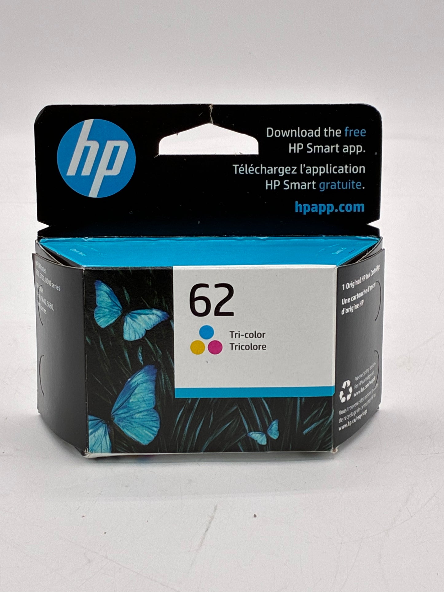 HP 62 Tri Color Multi-Colored Printer Ink - New In Box