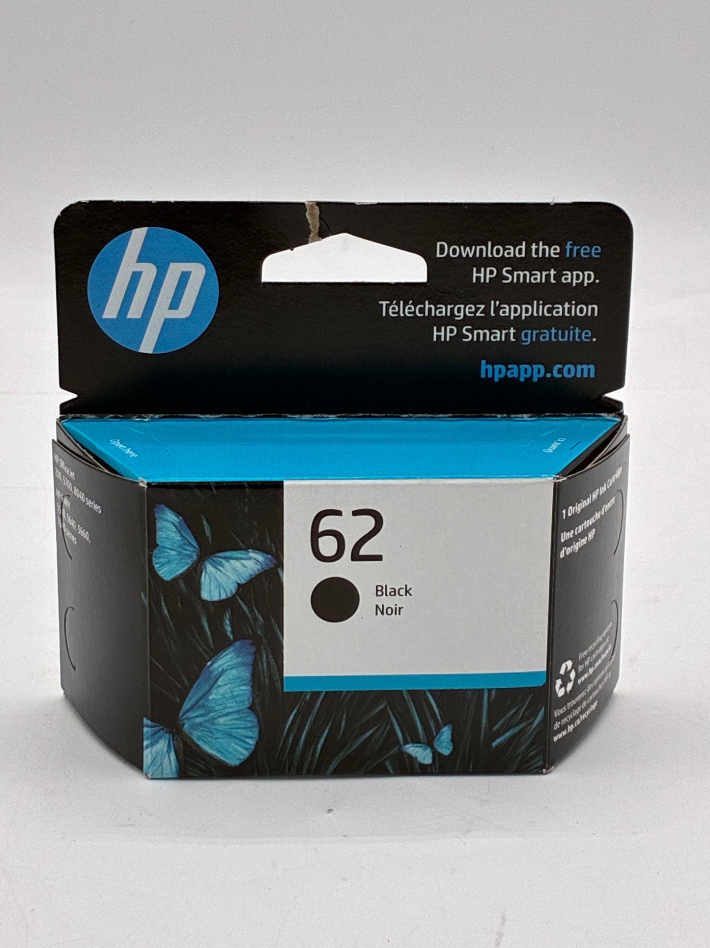 HP 62 Black Printer Toner Ink Cartridge - New In Box