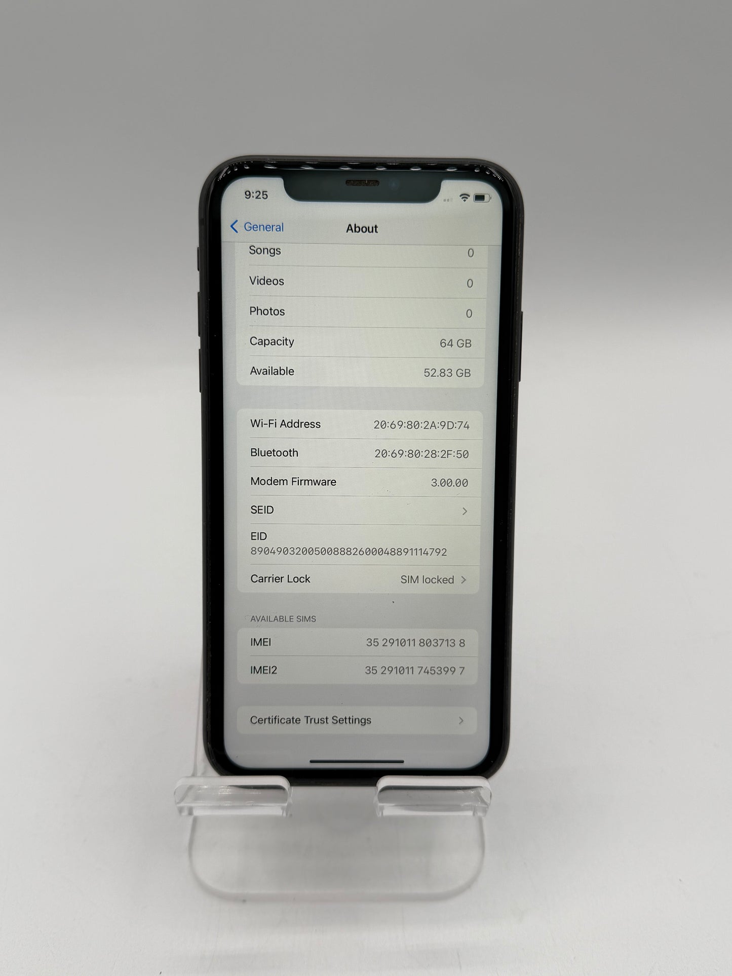Wi-Fi Only Apple iPhone 11 64GB Black A2111 MWJE2LL/A 85% Battery Health