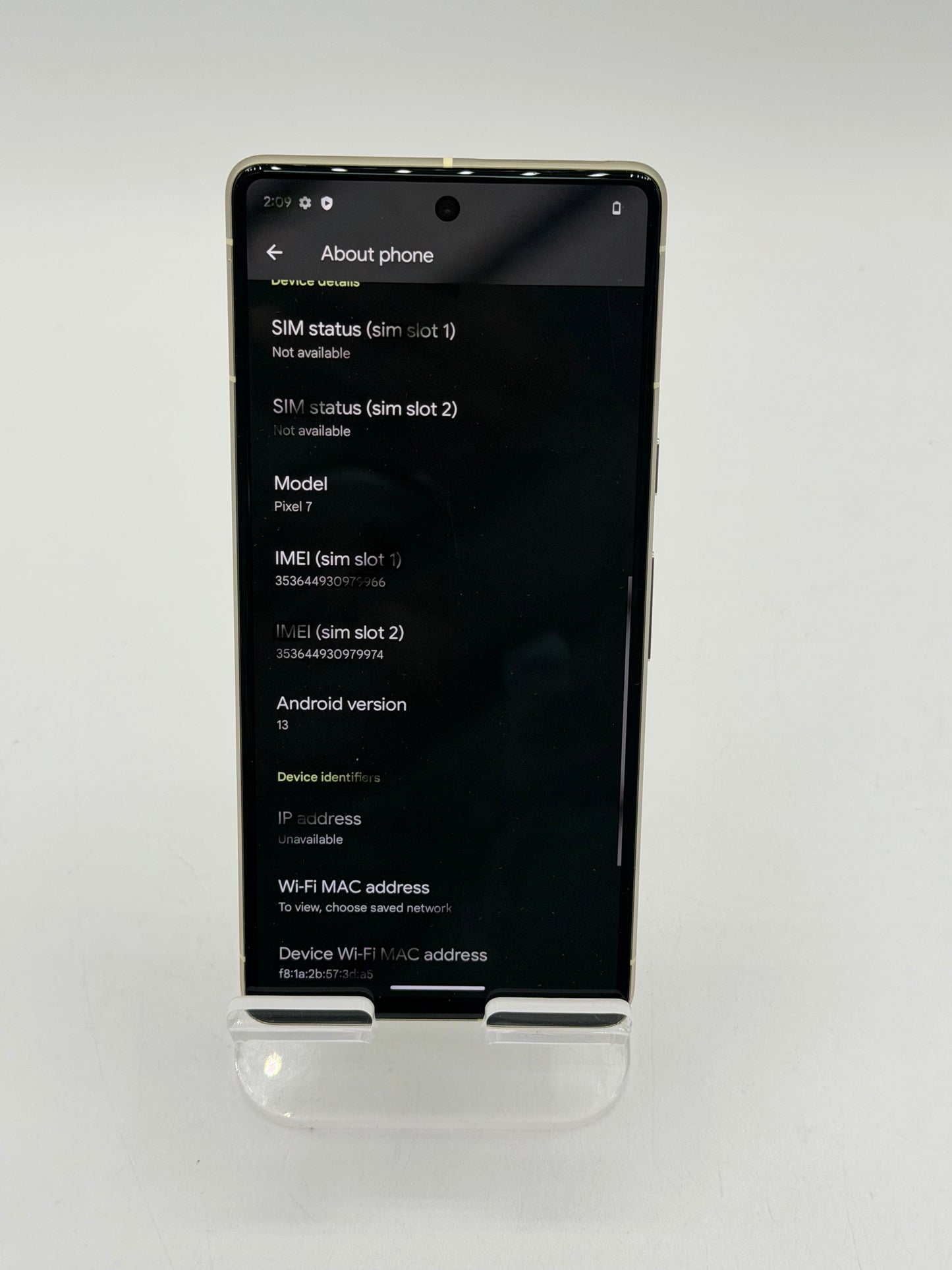 Unlocked Google Pixel 7 GVU6C 128GB Cell Phone - Lemon Grass