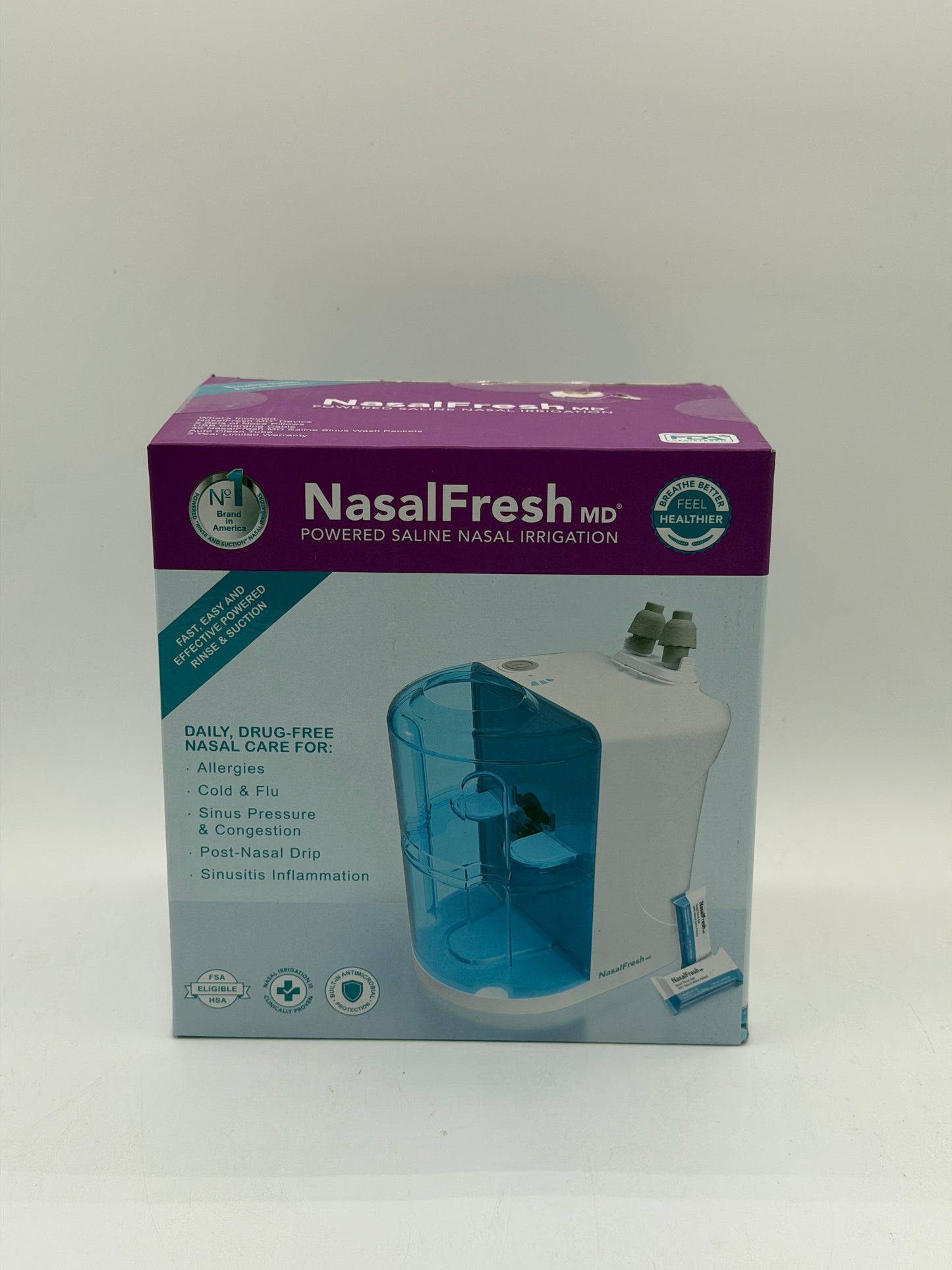 NasalFreshMD Powered Saline Nasal Irrigation Premium Portable Bundle