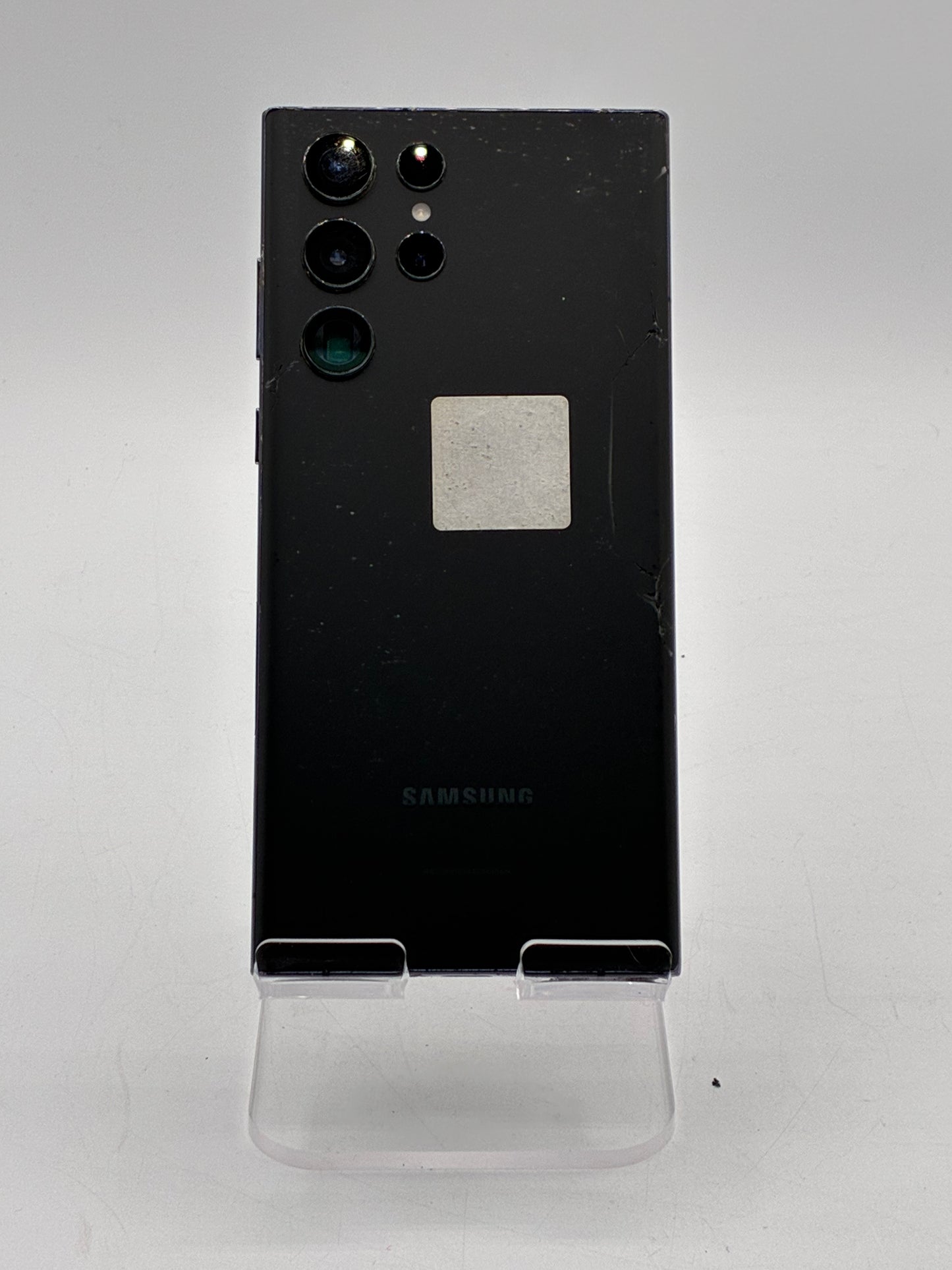 Samsung Galaxy S22 Ultra 5G Phantom Black SM-S908U1 128GB Unlocked Broken Back Glass