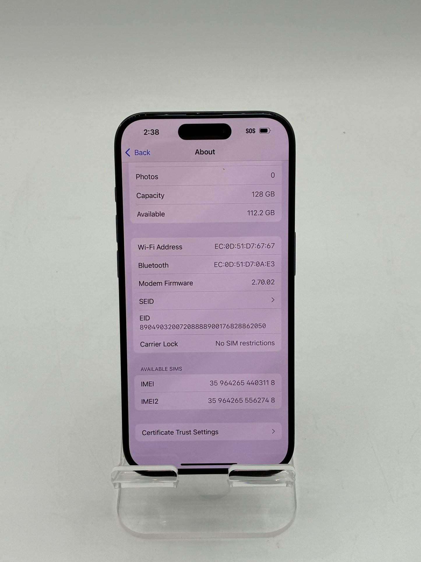 Unlocked Apple iPhone 15 Pro 6.1" 128GB MTQQ3LL/A A2848 Blue Titanium READ