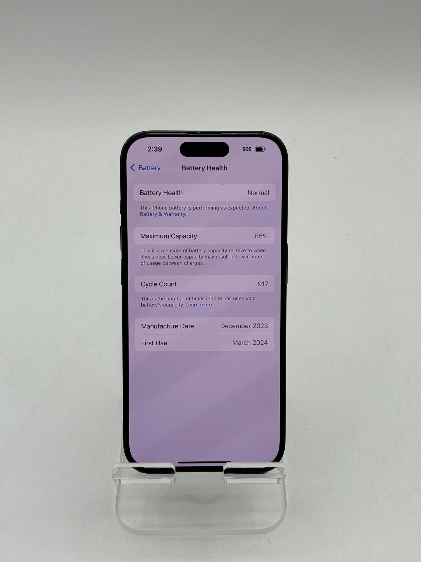 Unlocked Apple iPhone 15 Pro 6.1" 128GB MTQQ3LL/A A2848 Blue Titanium READ