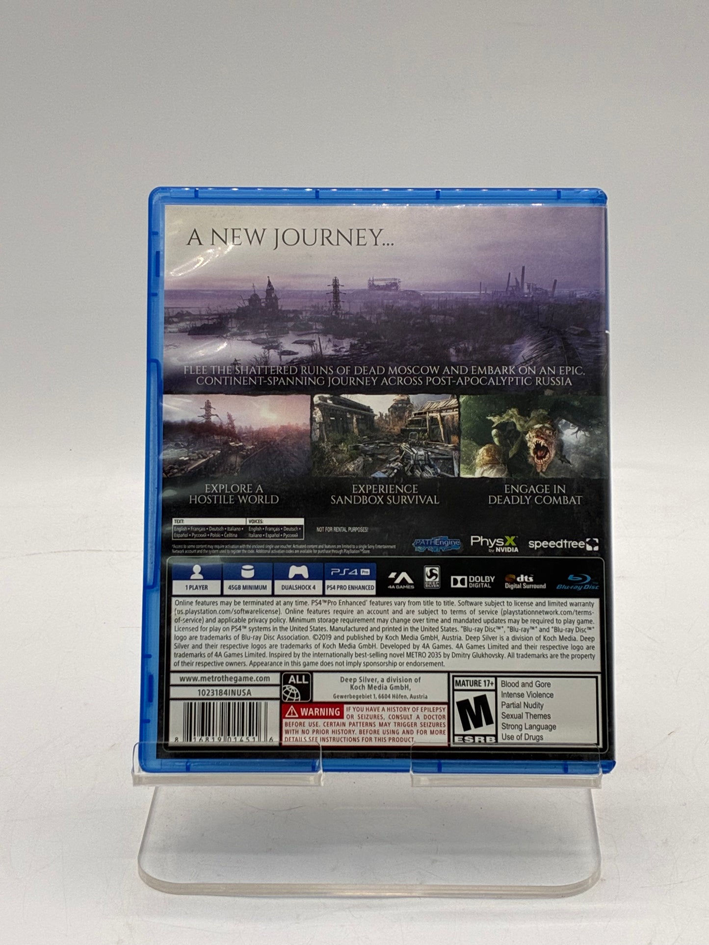 Playstation 4 Metro Exodus Video Game with Box- Free Shipping!