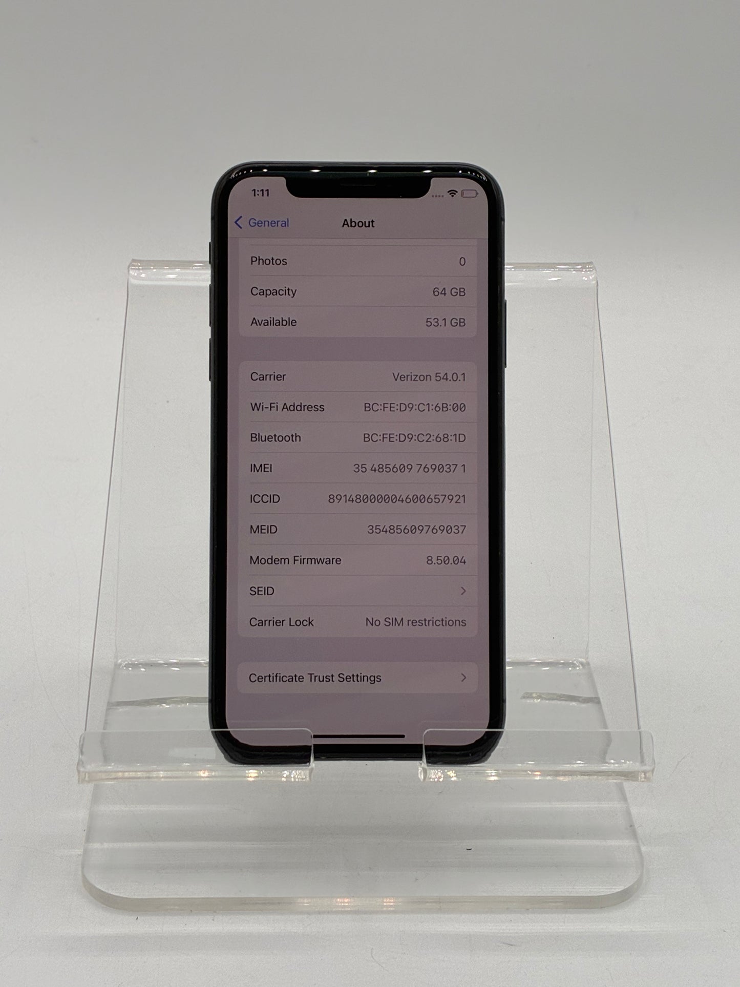 Apple iPhone X 5.8 Inch MQCK2LL/A 64GB Black Unlocked