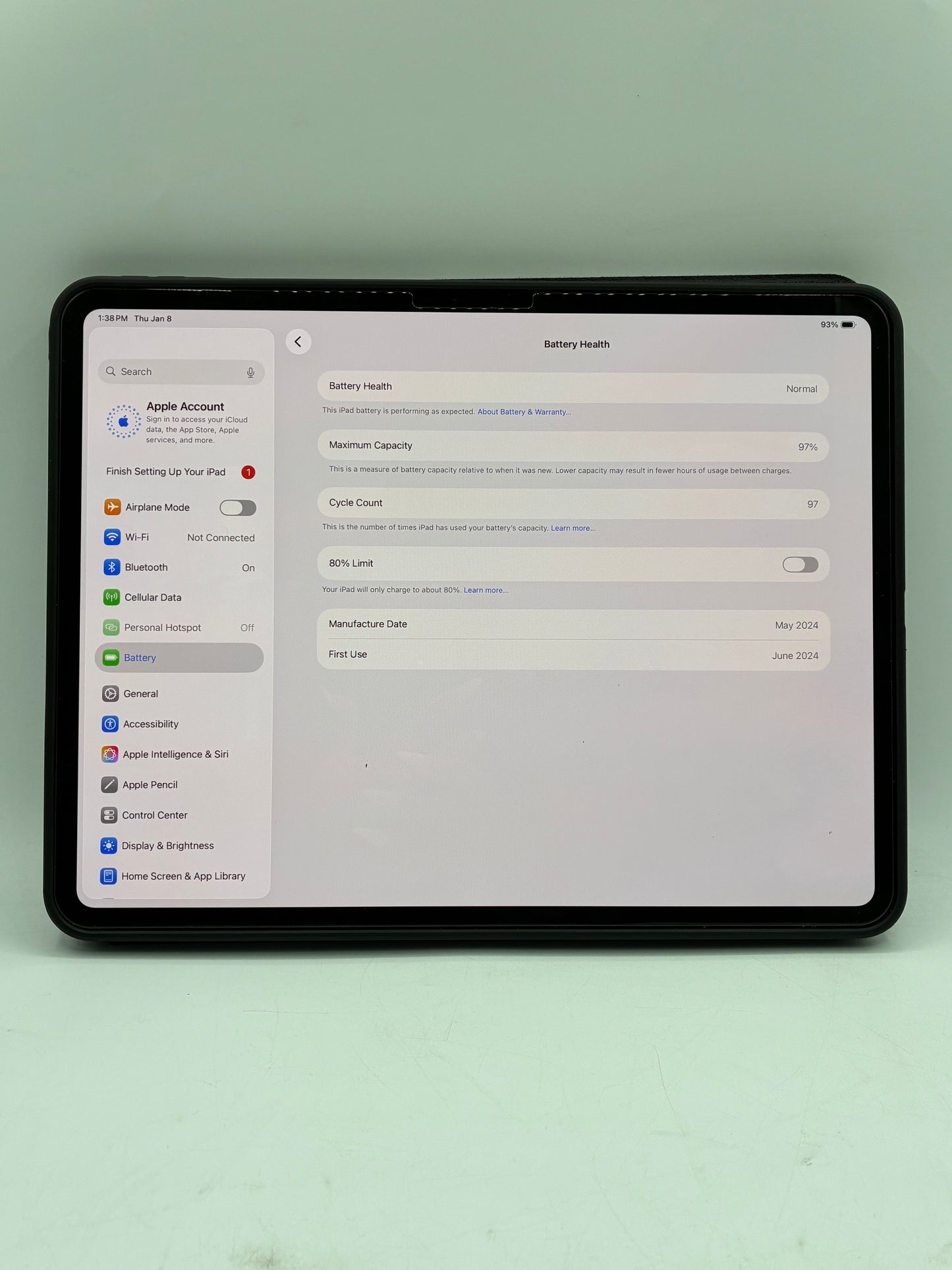 Unlocked Apple iPad Pro 13" M4 256GB Wi-Fi + LTE A2926 MVXT3LL/A Silver 97% BH