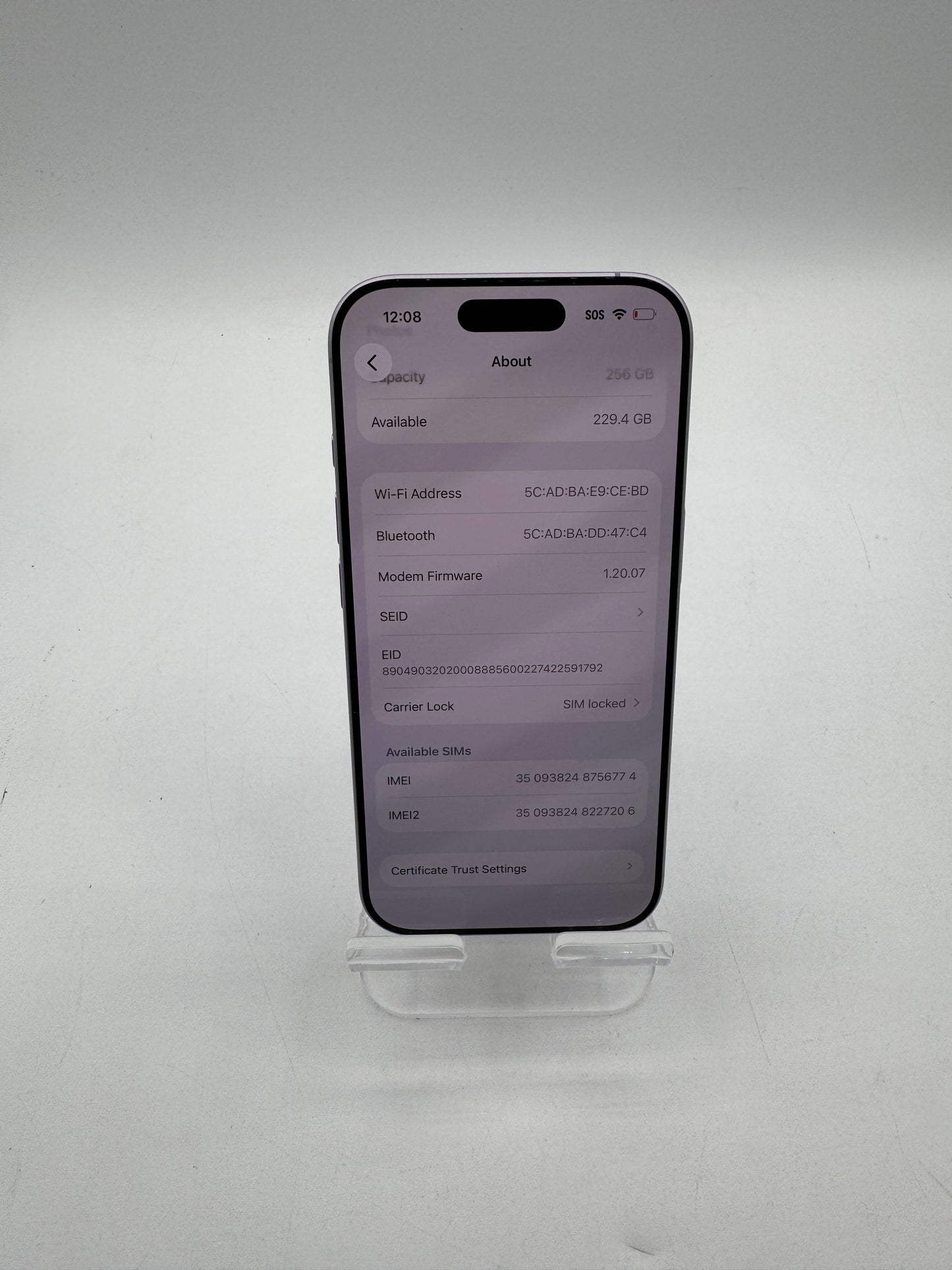 Apple iPhone 17 256GB Lavender A3258 MG494LL/A Battery Health 100% T-MOBILE Only