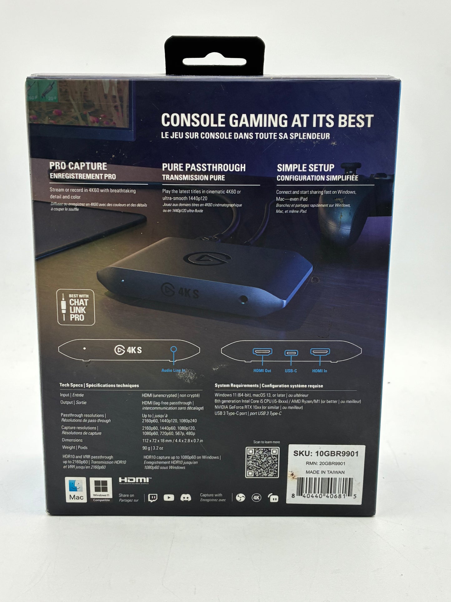 New Elgato 4K S Game Ext Capture Device 4K60 10GBR9901 for PS5 Xbox PC Mac iPad