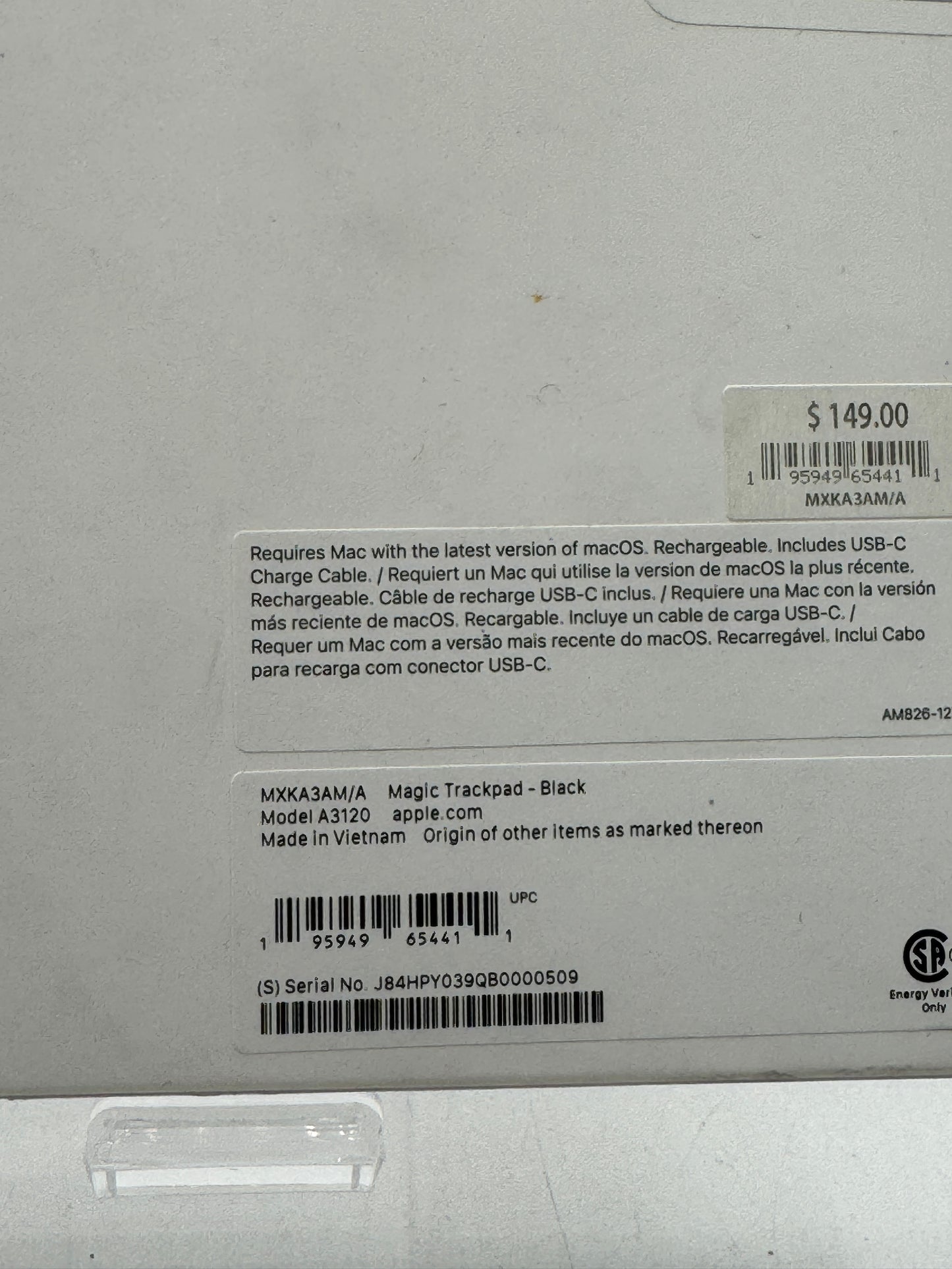 Apple Magic TrackPad Black USB-C A3120 MXKA3AM/A SEALED! Free Shipping