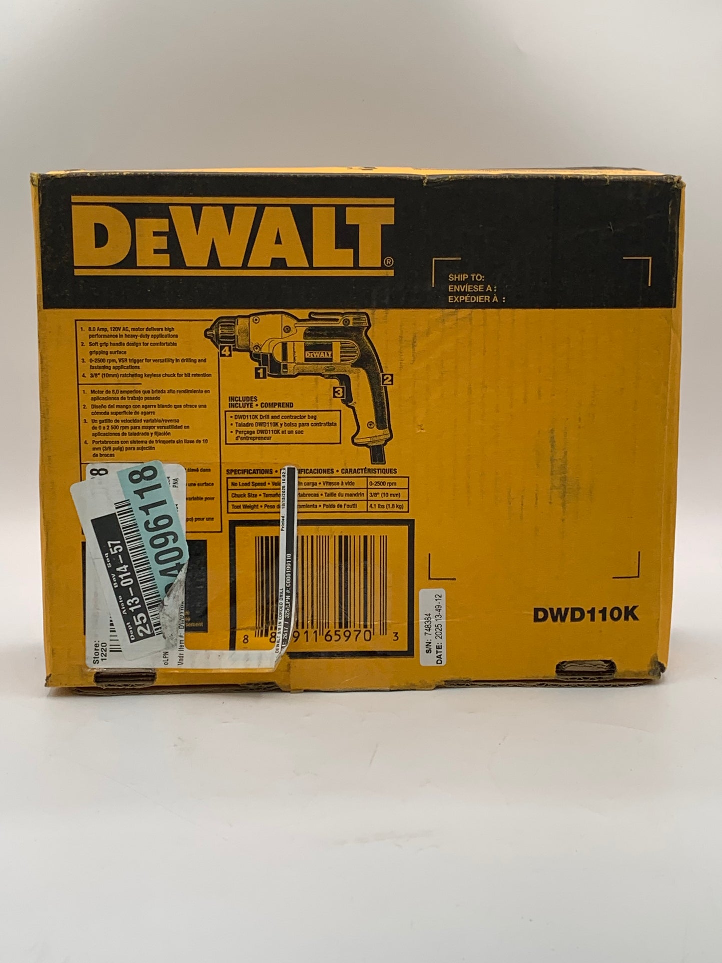 DEWALT DWD110 1/2 Inch Mid-Range Drill Multi-Colored New In Box