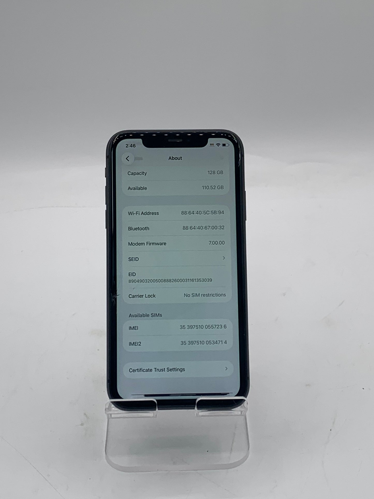 Unlocked Apple iPhone 11 128GB A2111 MWKU2LL/A Black
