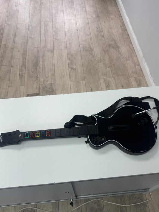 Guitar Hero Black Les Paul XBOX 360 Controller Red Octane w/ Strap Tested Free Shipping