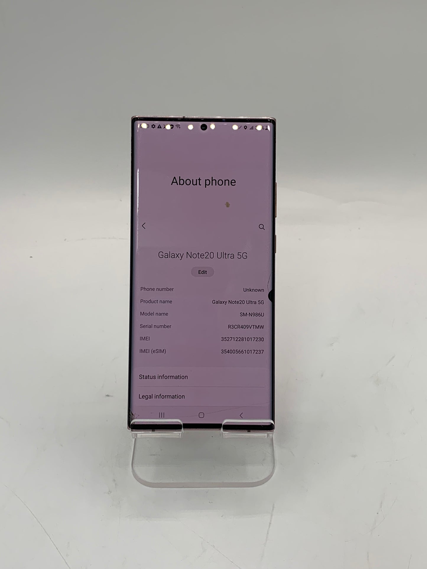 Unlocked Samsung Galaxy Note20 Ultra 5G 128GB Mystic Bronze No Stylus
