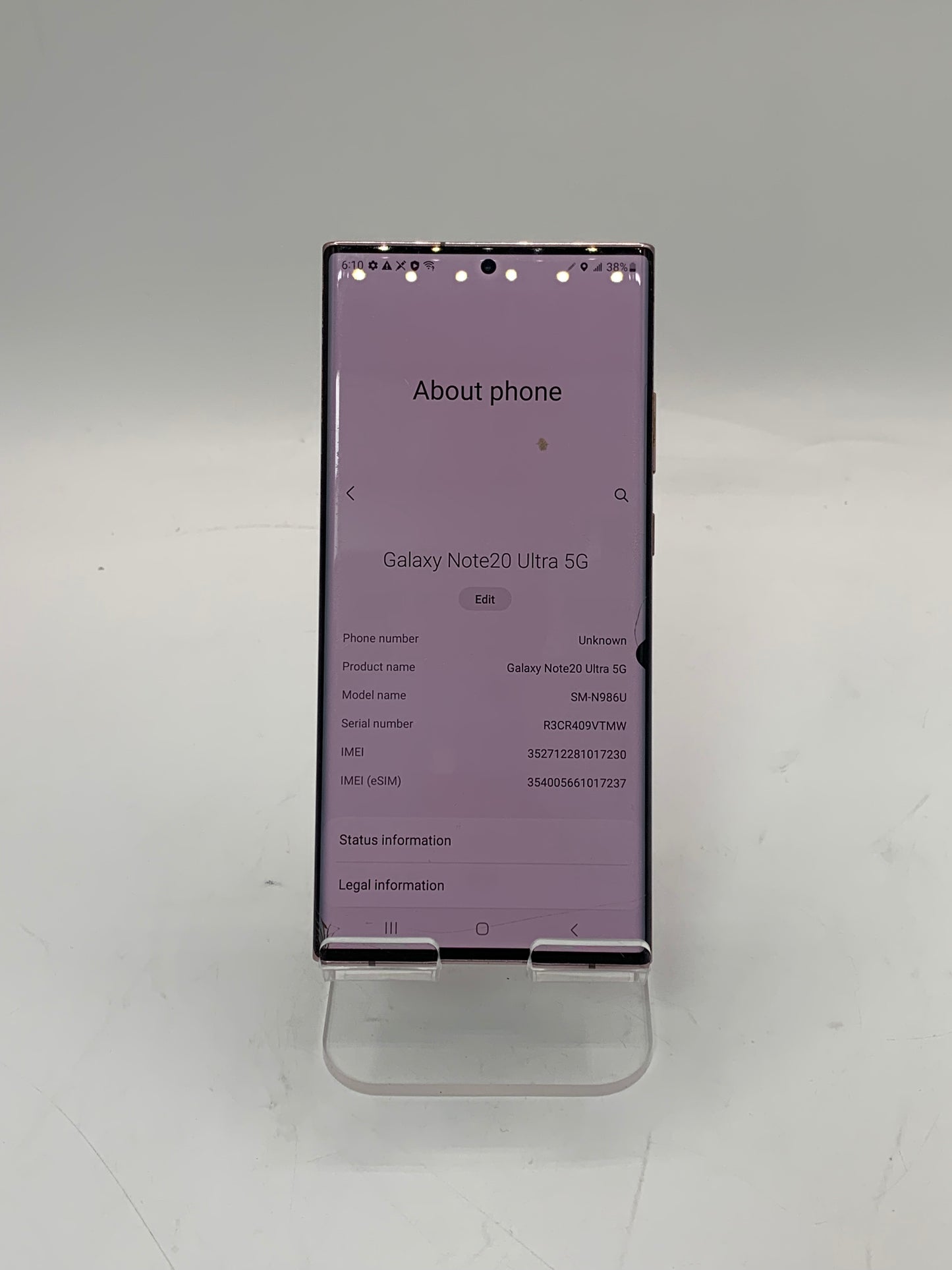 Unlocked Samsung Galaxy Note20 Ultra 5G 128GB Mystic Bronze No Stylus