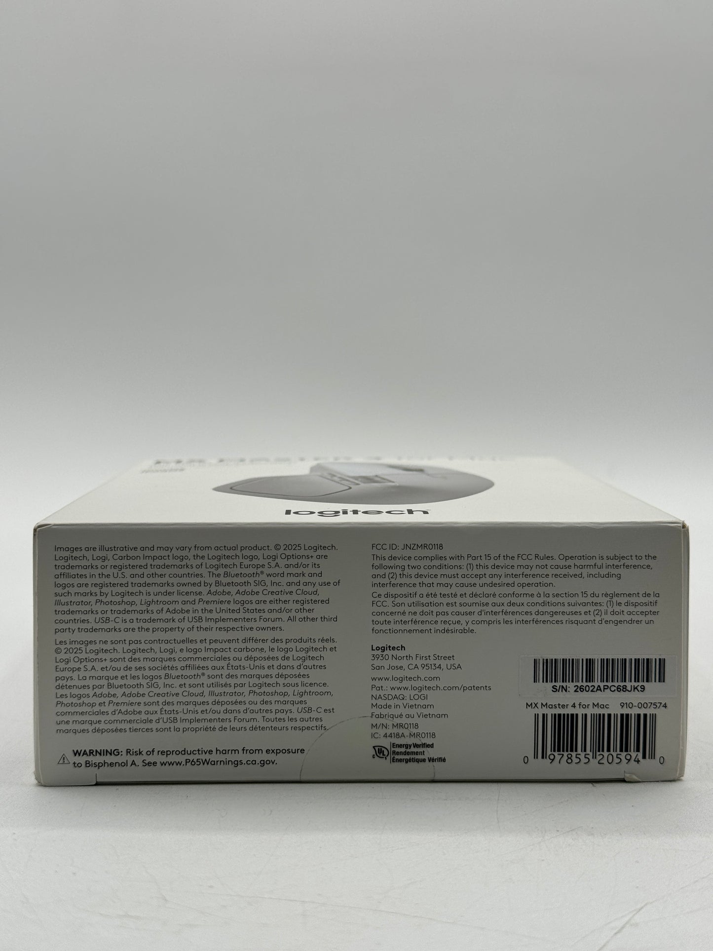 Logitech MX Master 4 Wireless Mouse for Mac White Silver 910-007574 Free Shipping