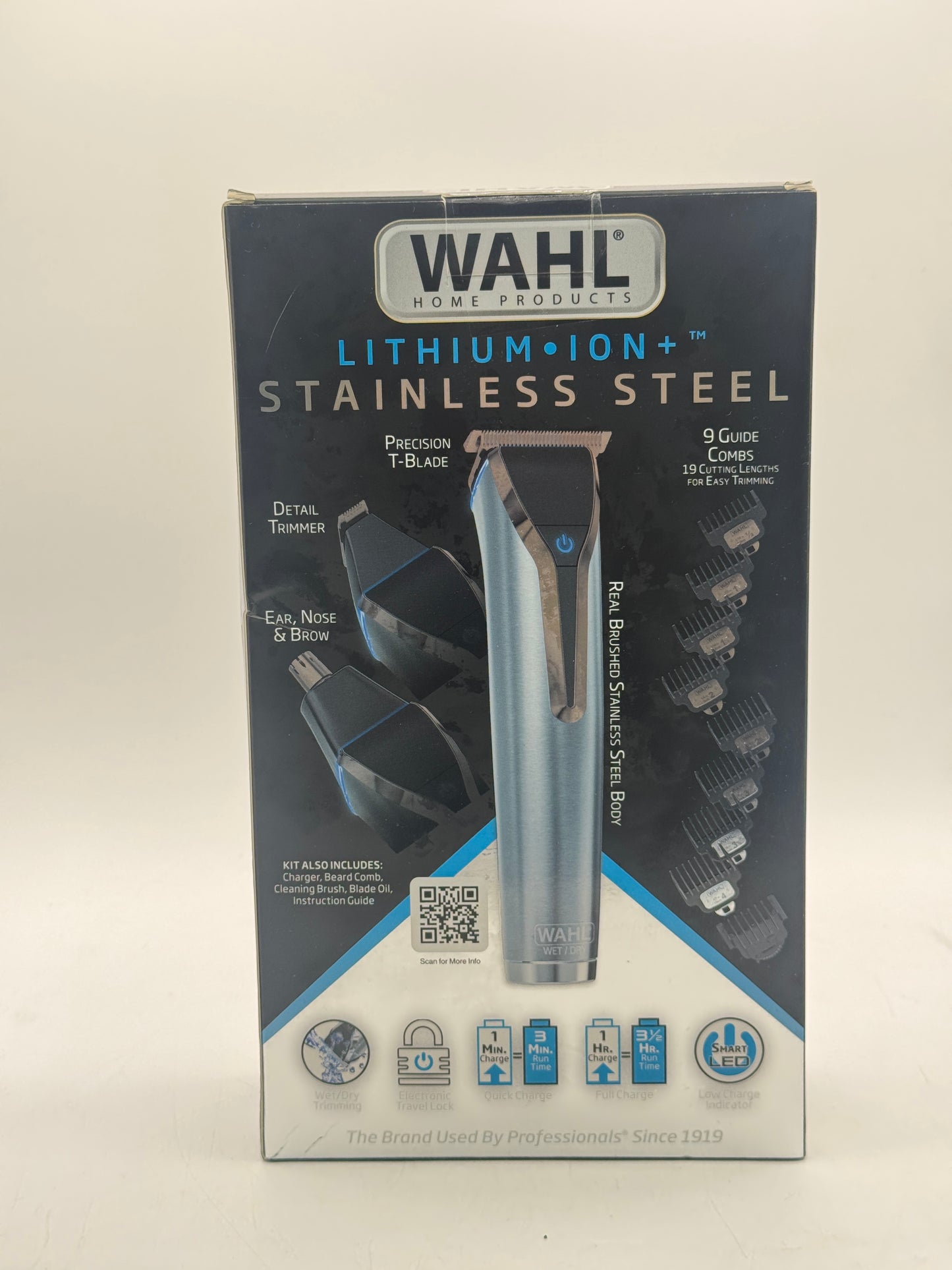 Wahl Stainless Steel Lithium-Ion Trimmer (9898) - Silver Free Shipping