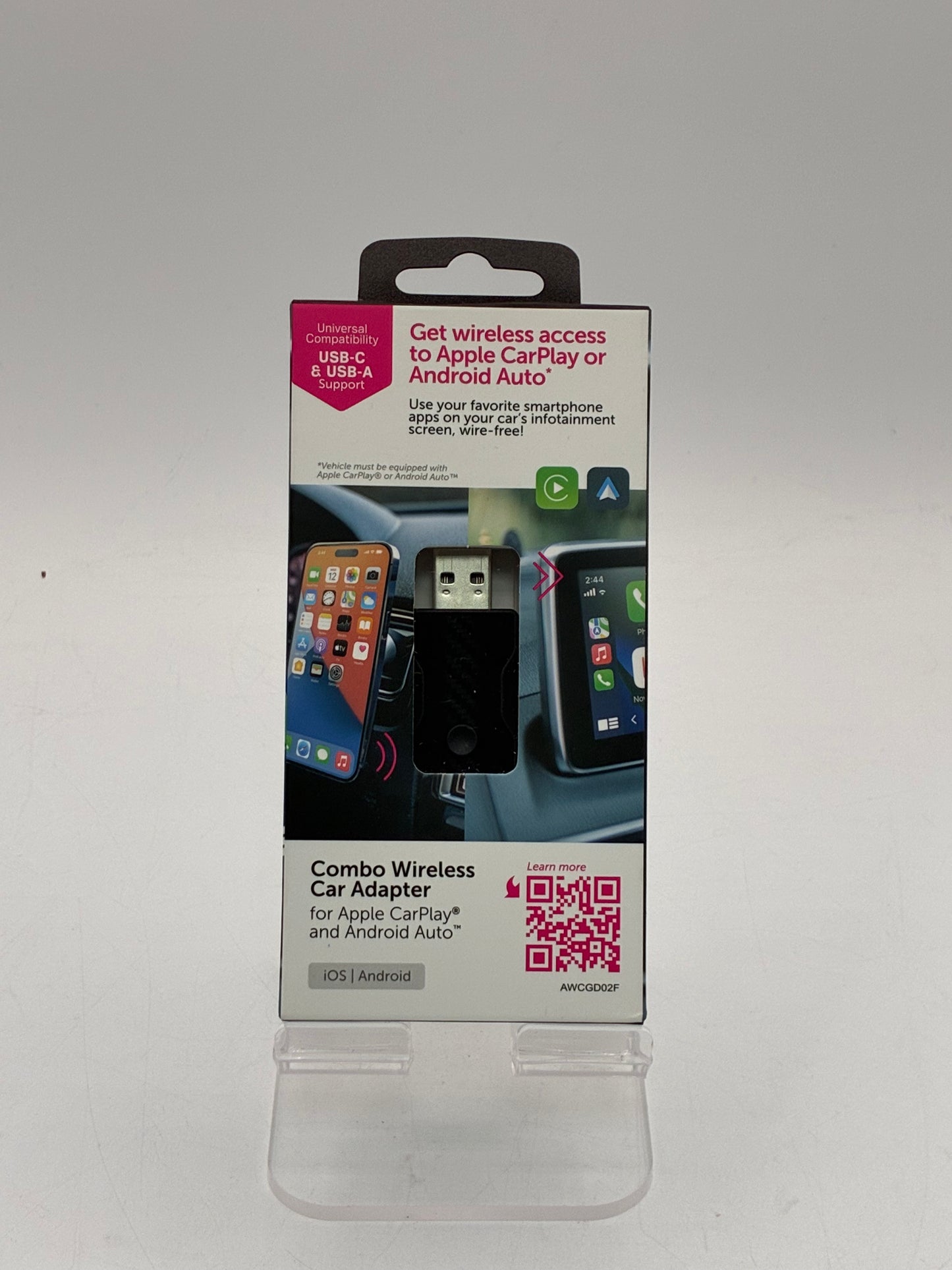 Aluratek Apple CarPlay and Android Auto Combo Wireless Car Adapter