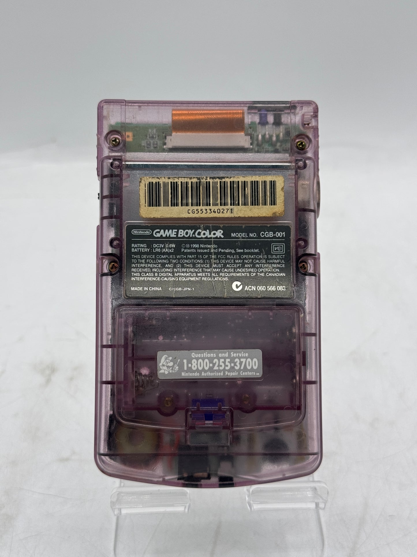Nintendo Gameboy Boy Color Atomic Clear Purple Console CGB-001 Tested & Working