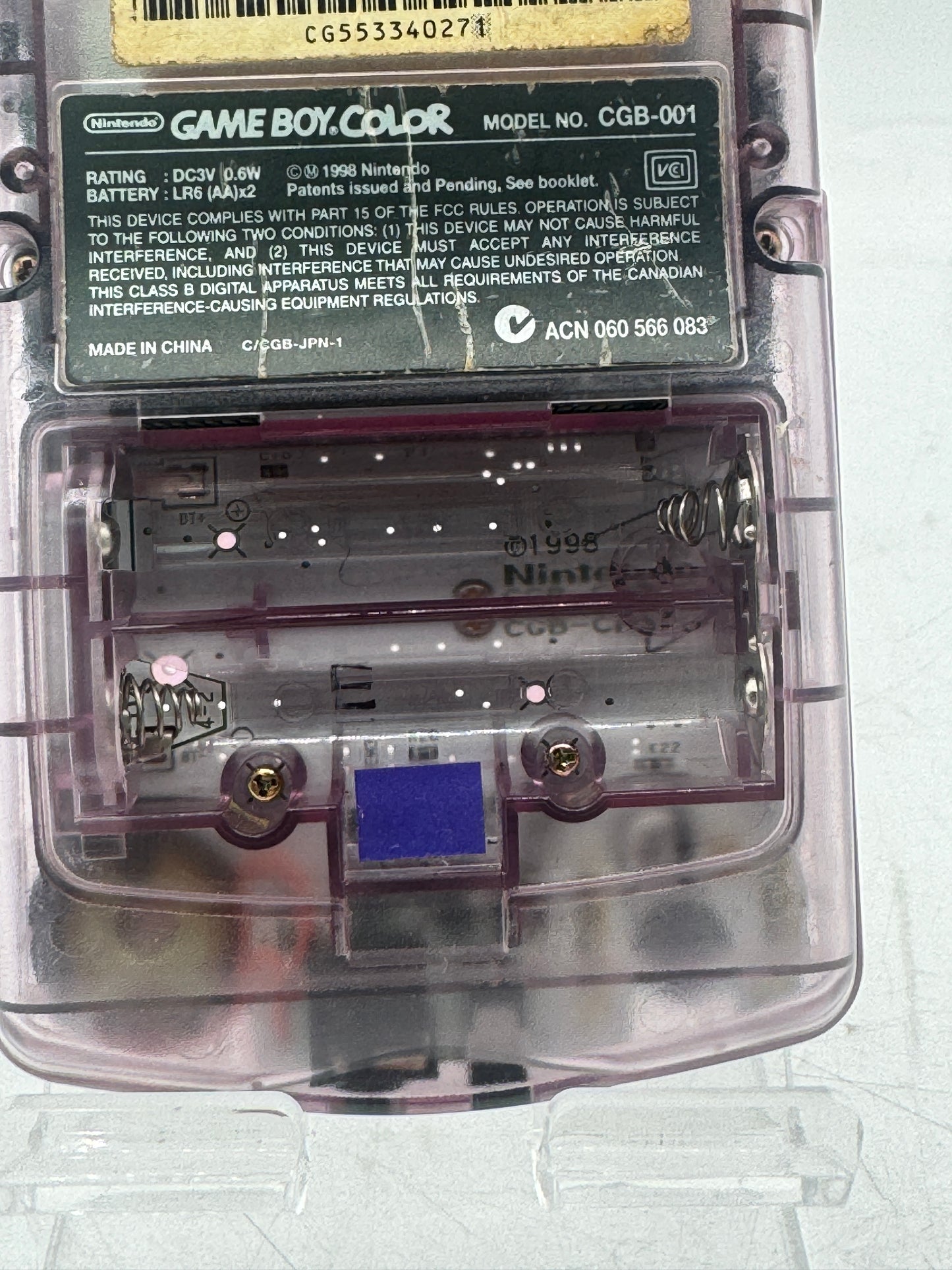 Nintendo Gameboy Boy Color Atomic Clear Purple Console CGB-001 Tested & Working