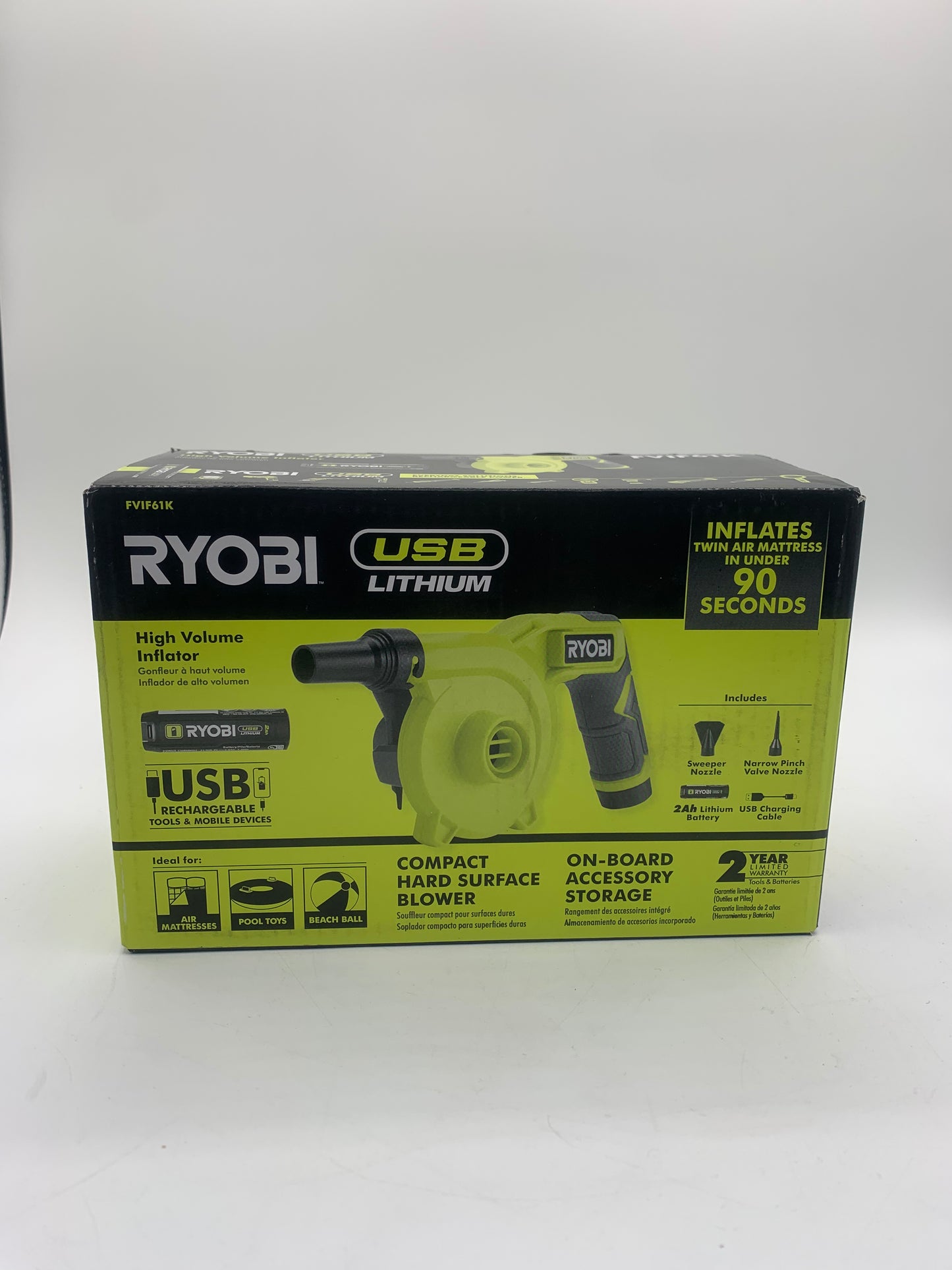 Ryobi High Volume Inflator Green - New In Box - FVIF61K