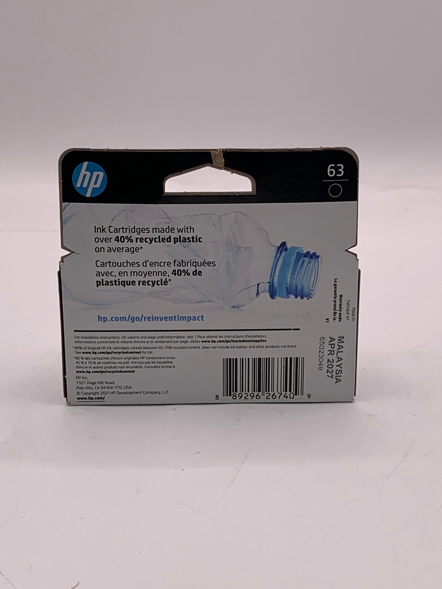 HP 63 Black Printer Ink Cartridge - New In Box