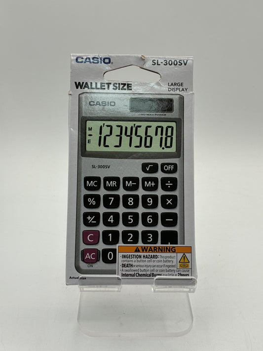 Casio SL300SV Wallet Pocket Calculator Silver - New In Box
