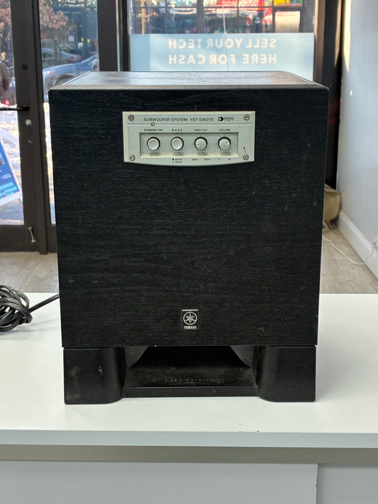 Yamaha YST-SW215 Powered Subwoofer Black Wood Grain 95 Watts (READ)