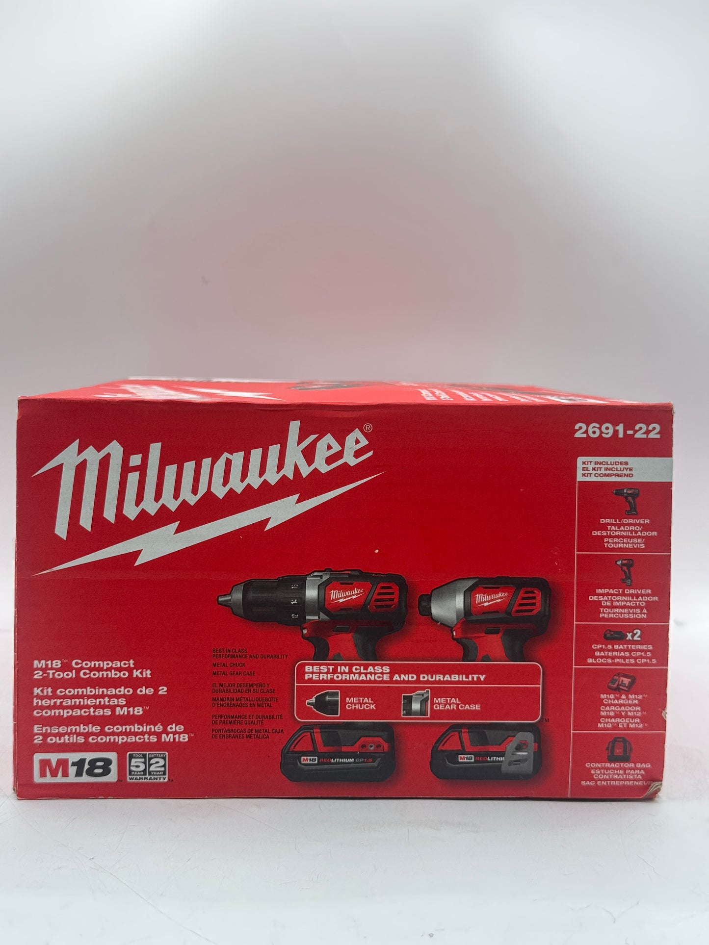 Milwaukee M18 2691-22 Drill/Driver & Impact Kit, 2 Batteries, Charger, Li-Ion