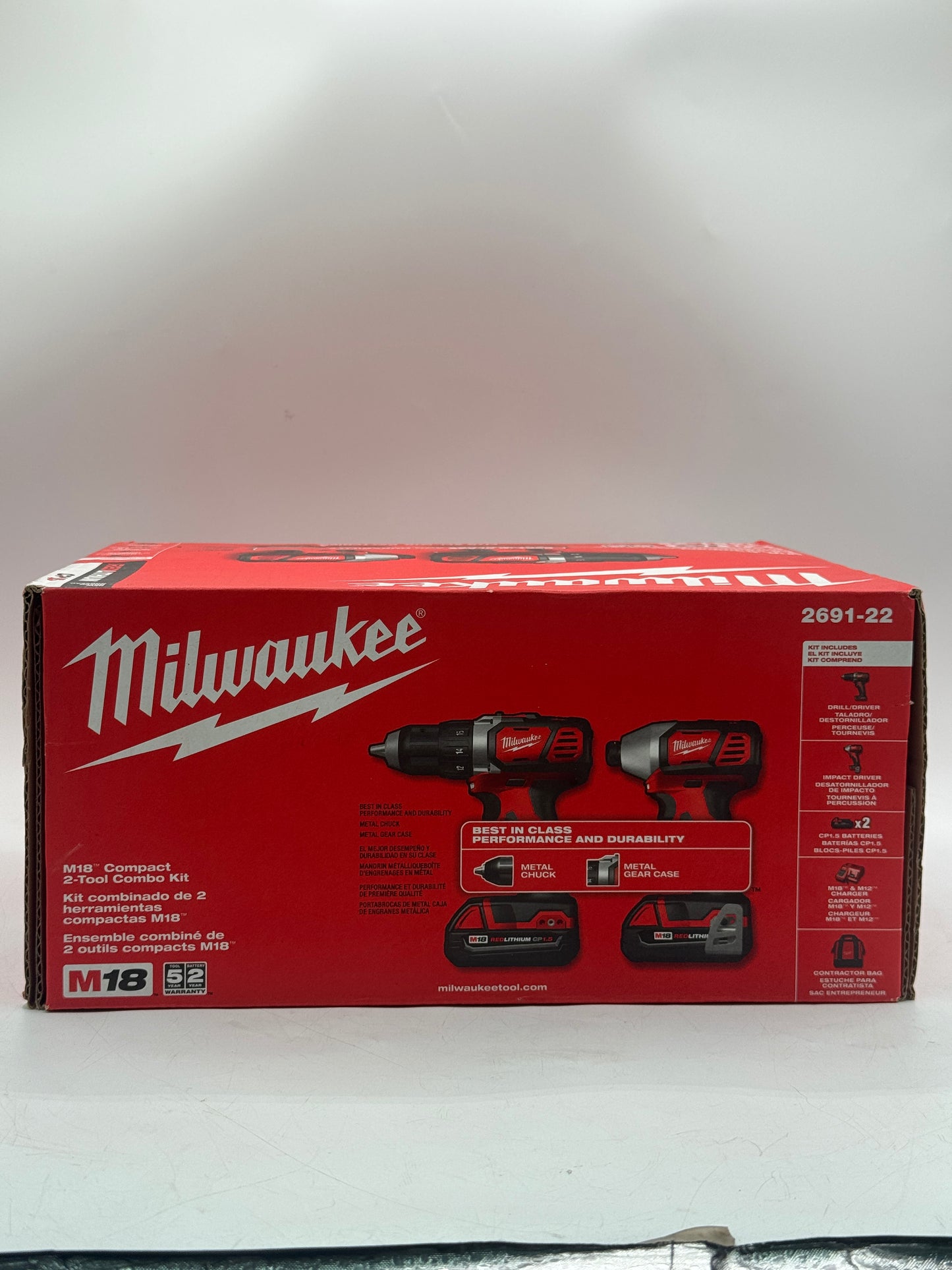 Milwaukee M18 2691-22 Drill/Driver & Impact Kit, 2 Batteries, Charger, Li-Ion