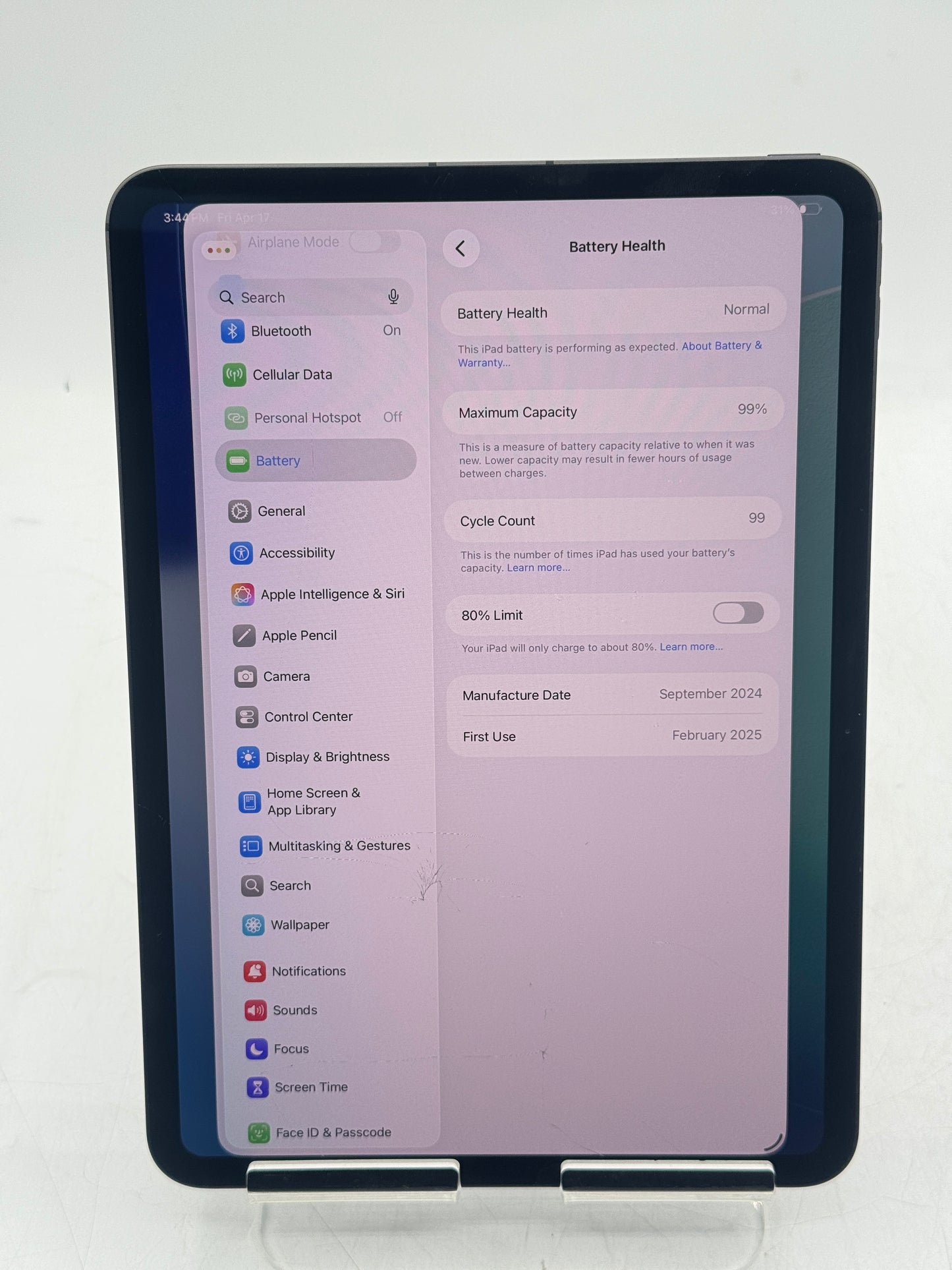 Unlocked Apple iPad Pro 11" M4 256GB A2837 MVW3LL/A Space Black Battery Health 99%