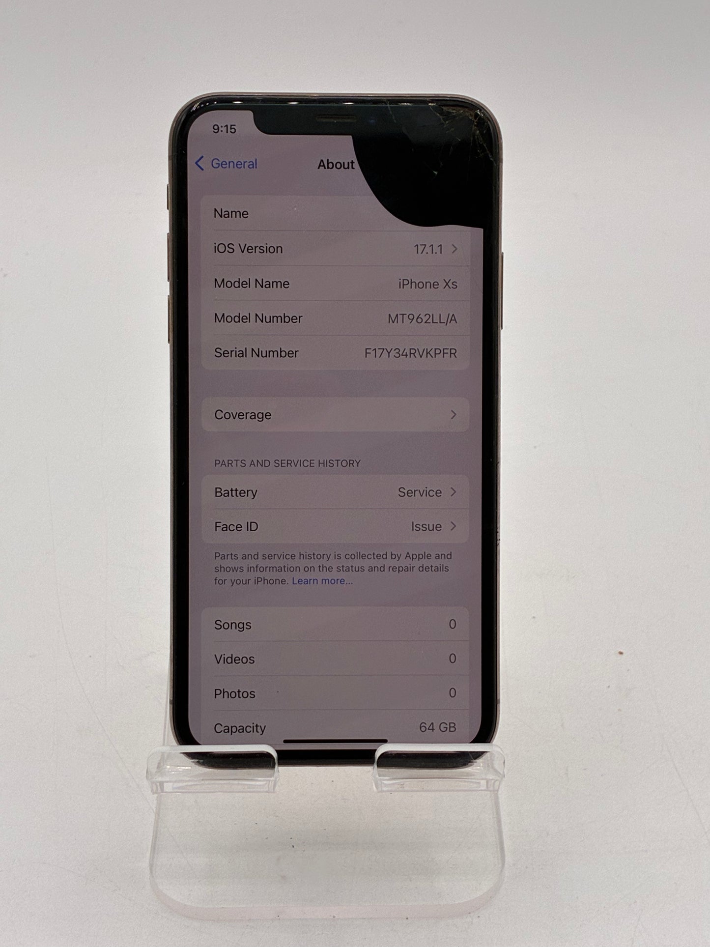 Apple iPhone XS 5.8 Inch 64GB Rose Gold Unlocked Broken