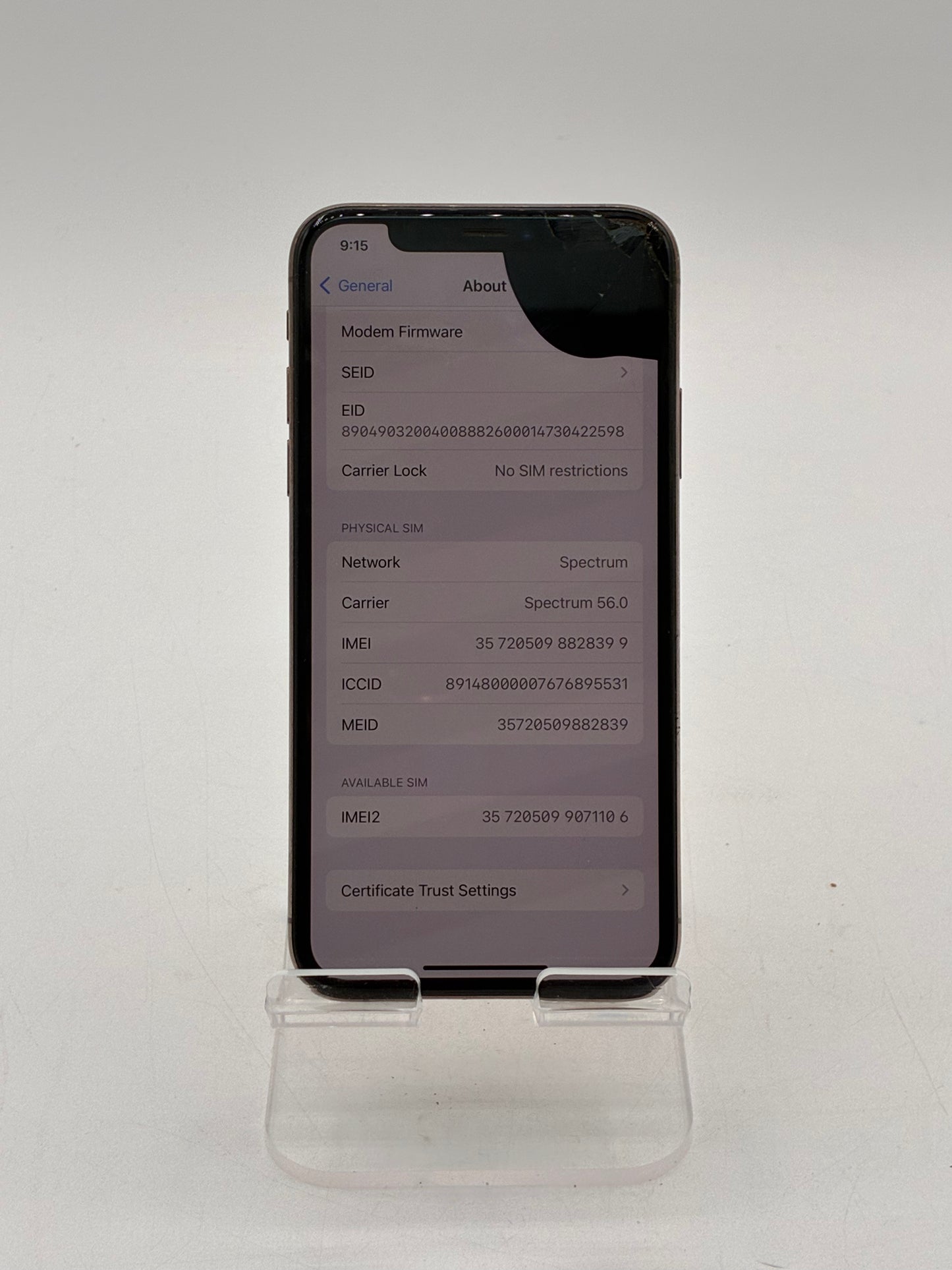Apple iPhone XS 5.8 Inch 64GB Rose Gold Unlocked Broken