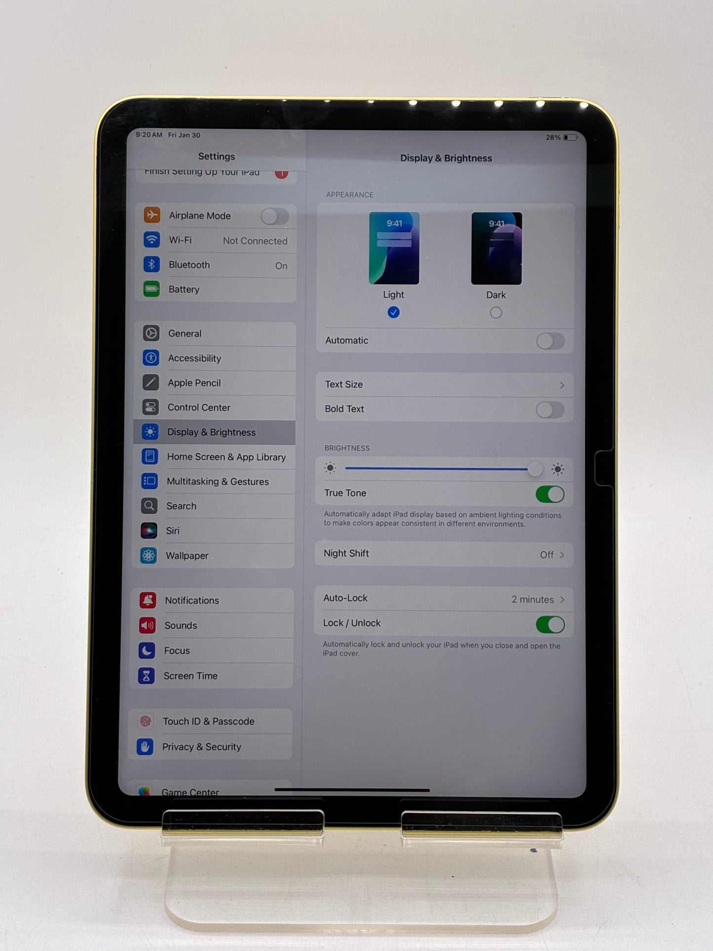 2025 Apple iPad 11th Gen 128GB A3354 Yellow Wi-Fi Only 100% Batt Excellent Condition
