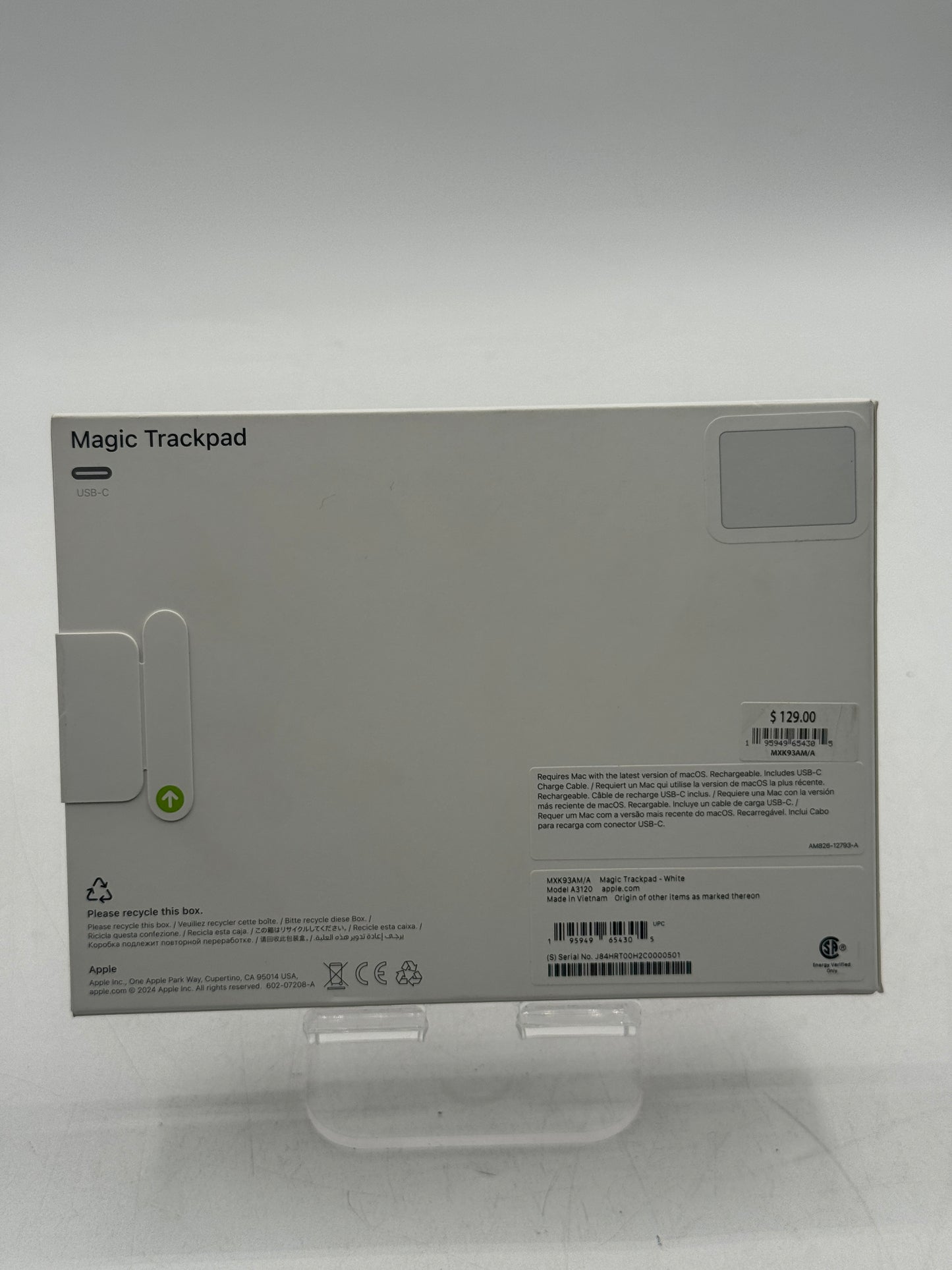 Apple Magic TrackPad White USB-C A3120 MXK93AM/A New In Box Free Shipping