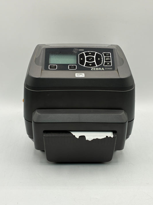TESTED Zebra ZD500 Thermal Transfer Barcode Label Printer LCD USB LAN Bluetooth w/Charger