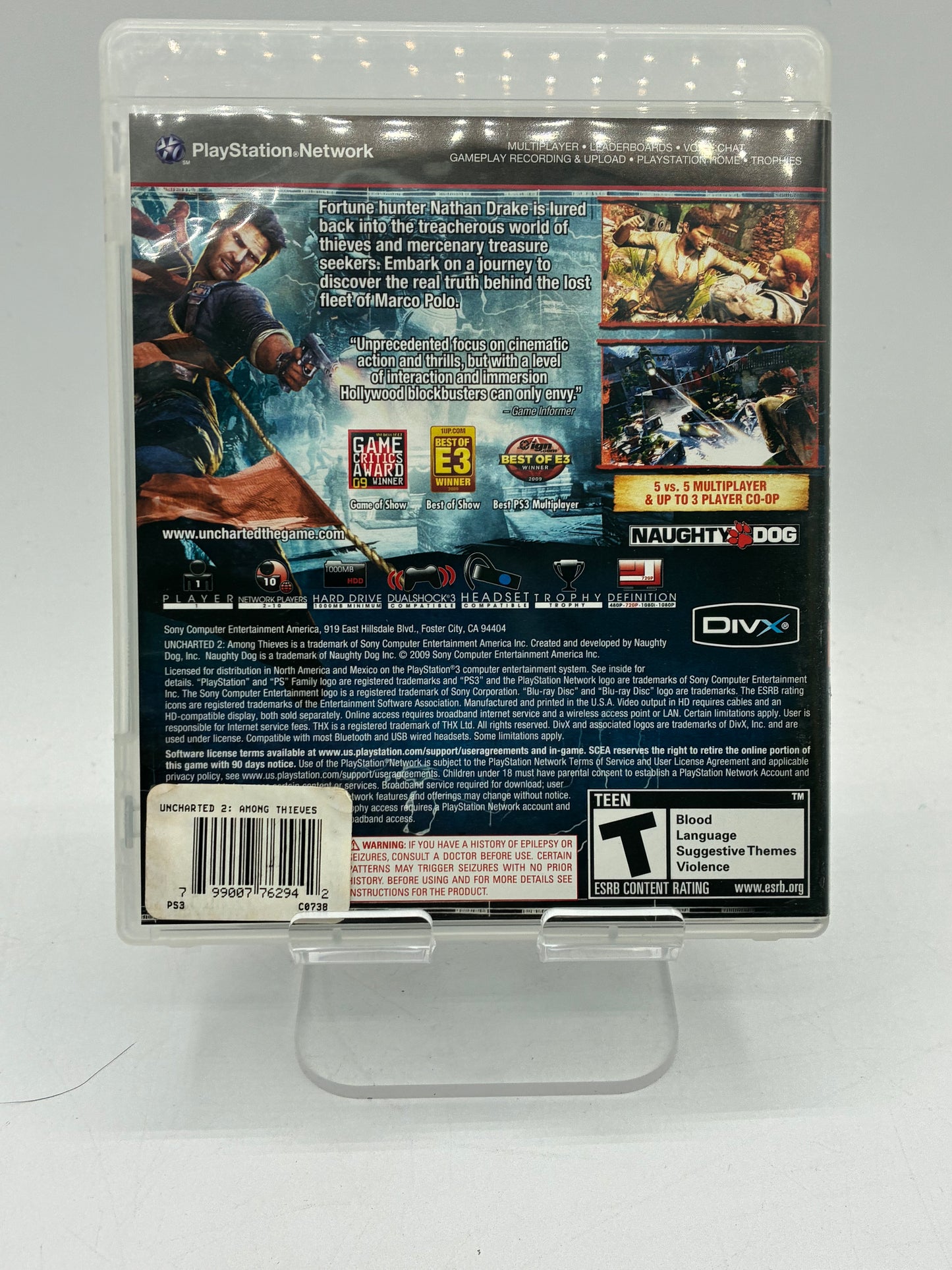 Uncharted 2 Sony PlayStation 3 Video Game - Free Shipping