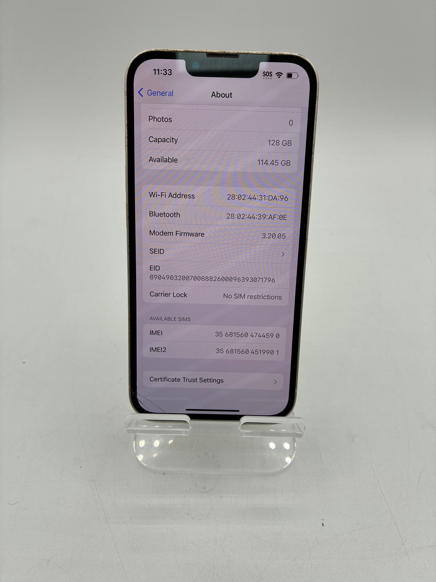 Apple iPhone 13 128 GB White UNLOCKED BH 84%