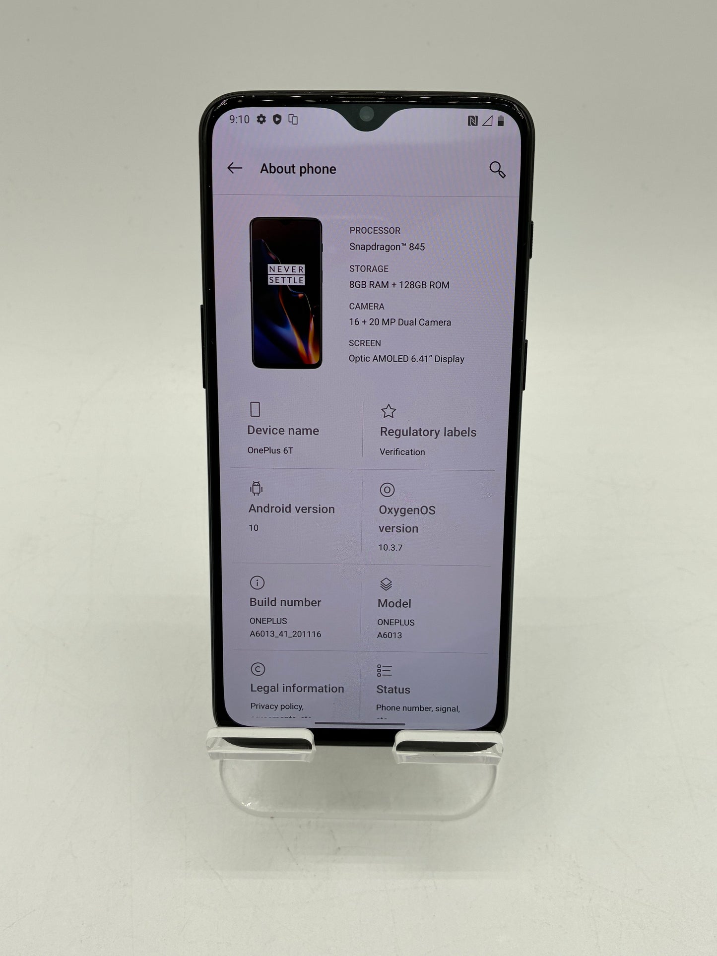 Unlocked  OnePlus 6T 128GB (A6013) 6.41" Black Smartphone