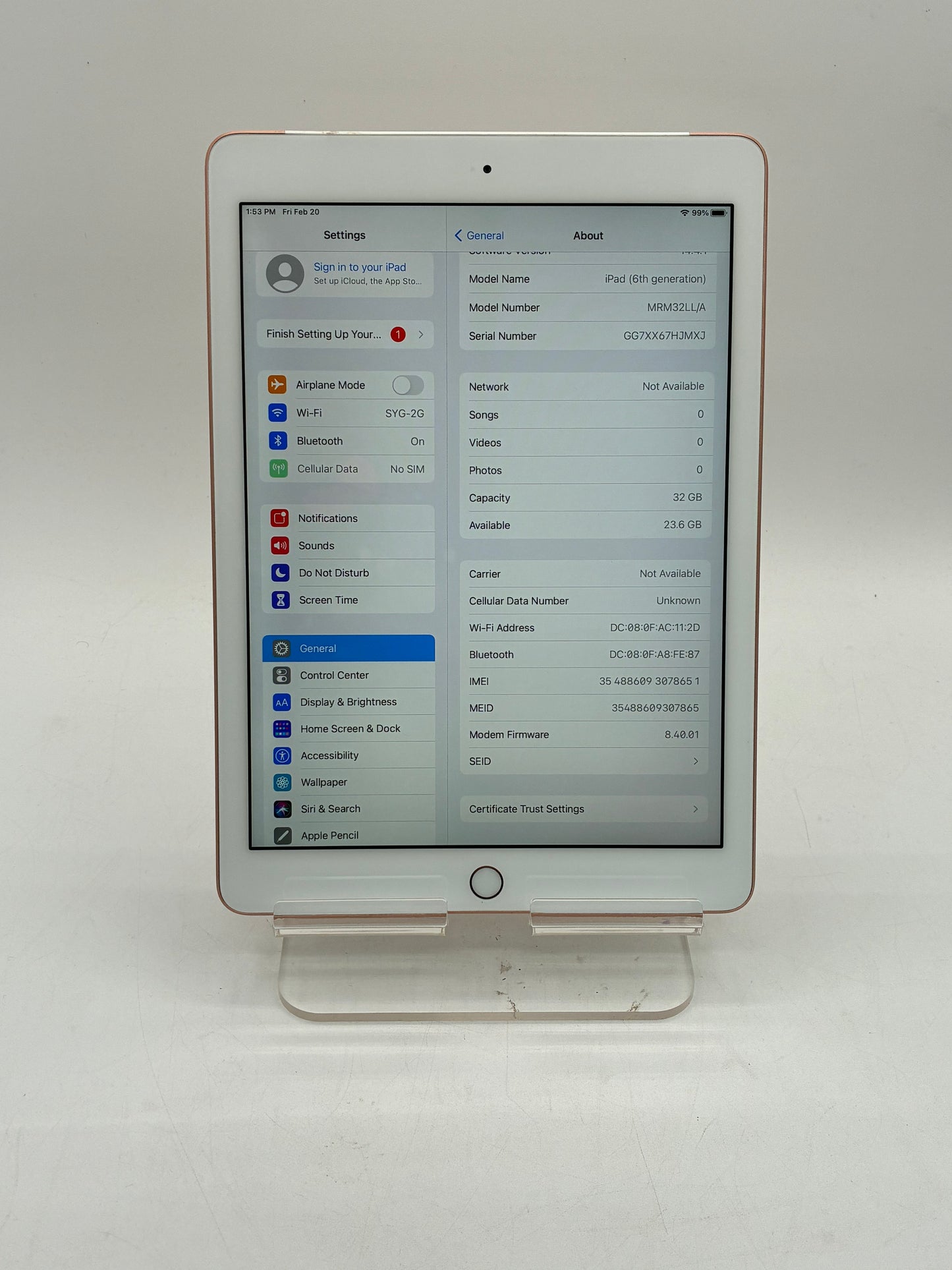 Apple iPad (6th Gen) A1954 32GB Rose Gold Tablet
