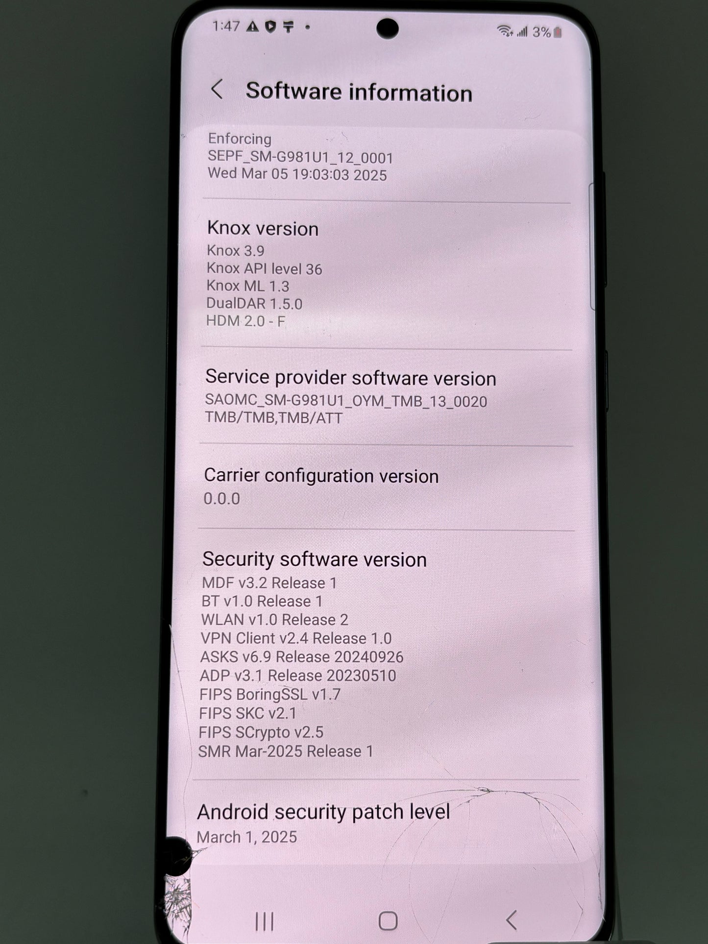 AT&T ONLY Samsung Galaxy S20 5G SM-G981U 128GB, White; Broken TouchScreen (FREE SHIPPING)