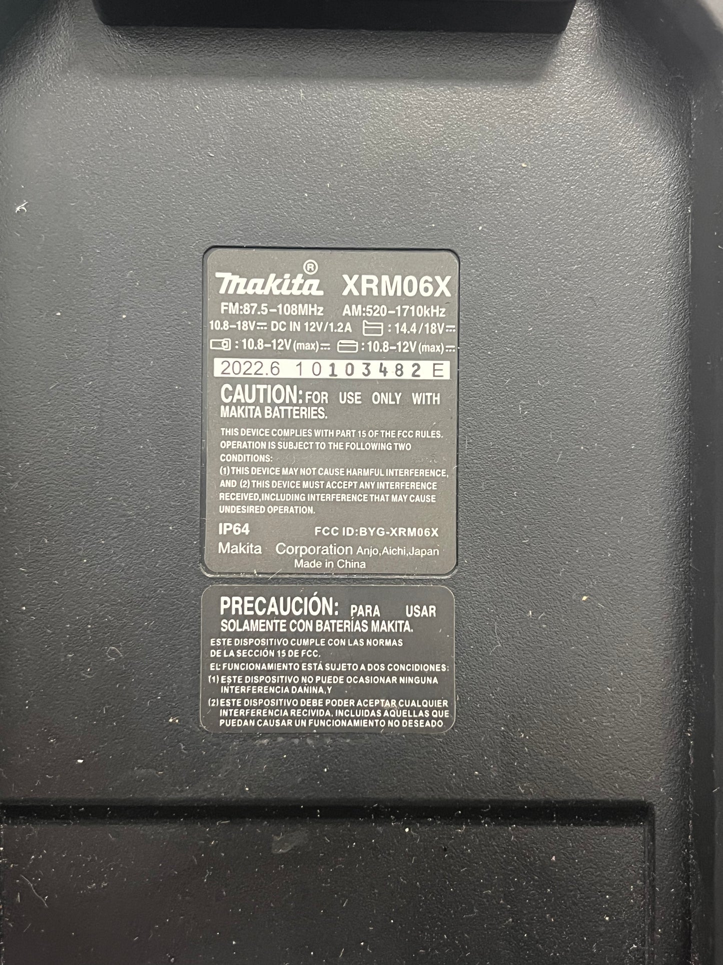 Makita XRM06X Accessory - Black